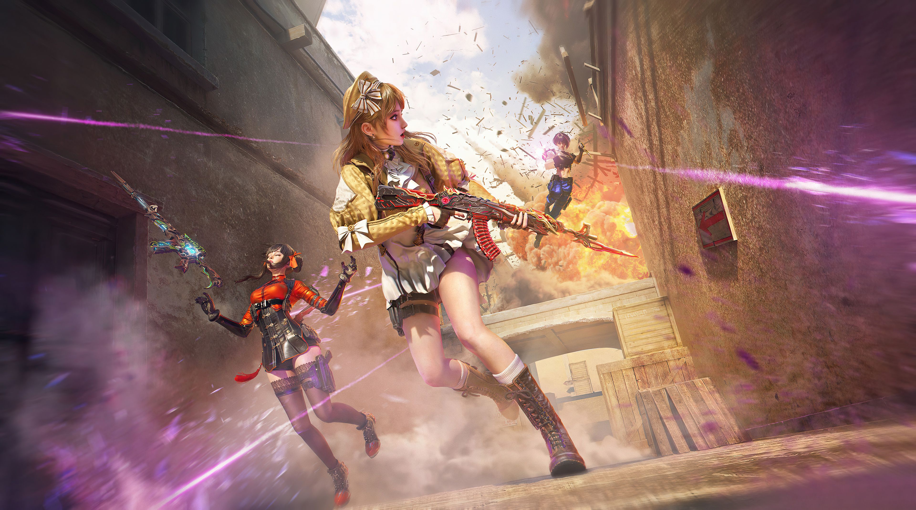 3840x2138 Wallpaper the game, game, panic, shootout, characters, the fire, Girls with guns, Crossfire for mobile and desktop, section игры, resolution 3840x2138