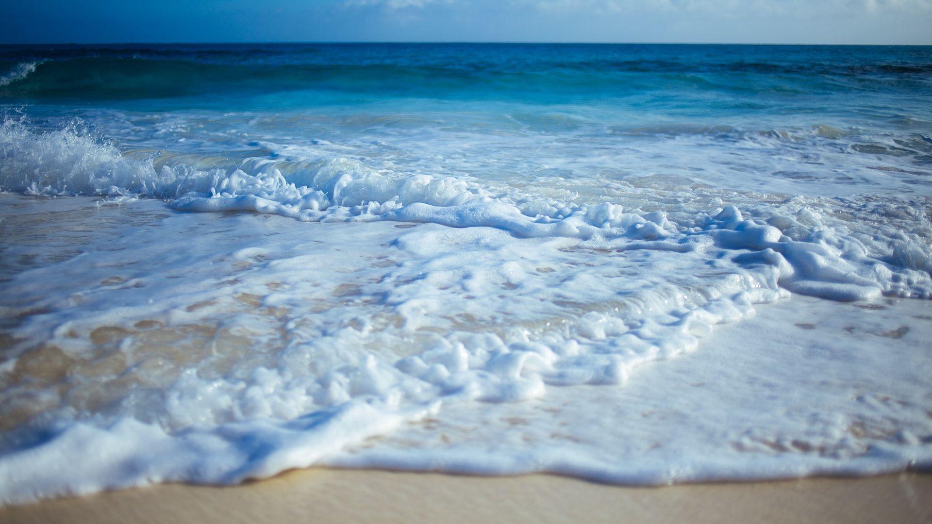 1920x1080 Download wallpaper 1920x1080 beach, sand, waves, surf full HD