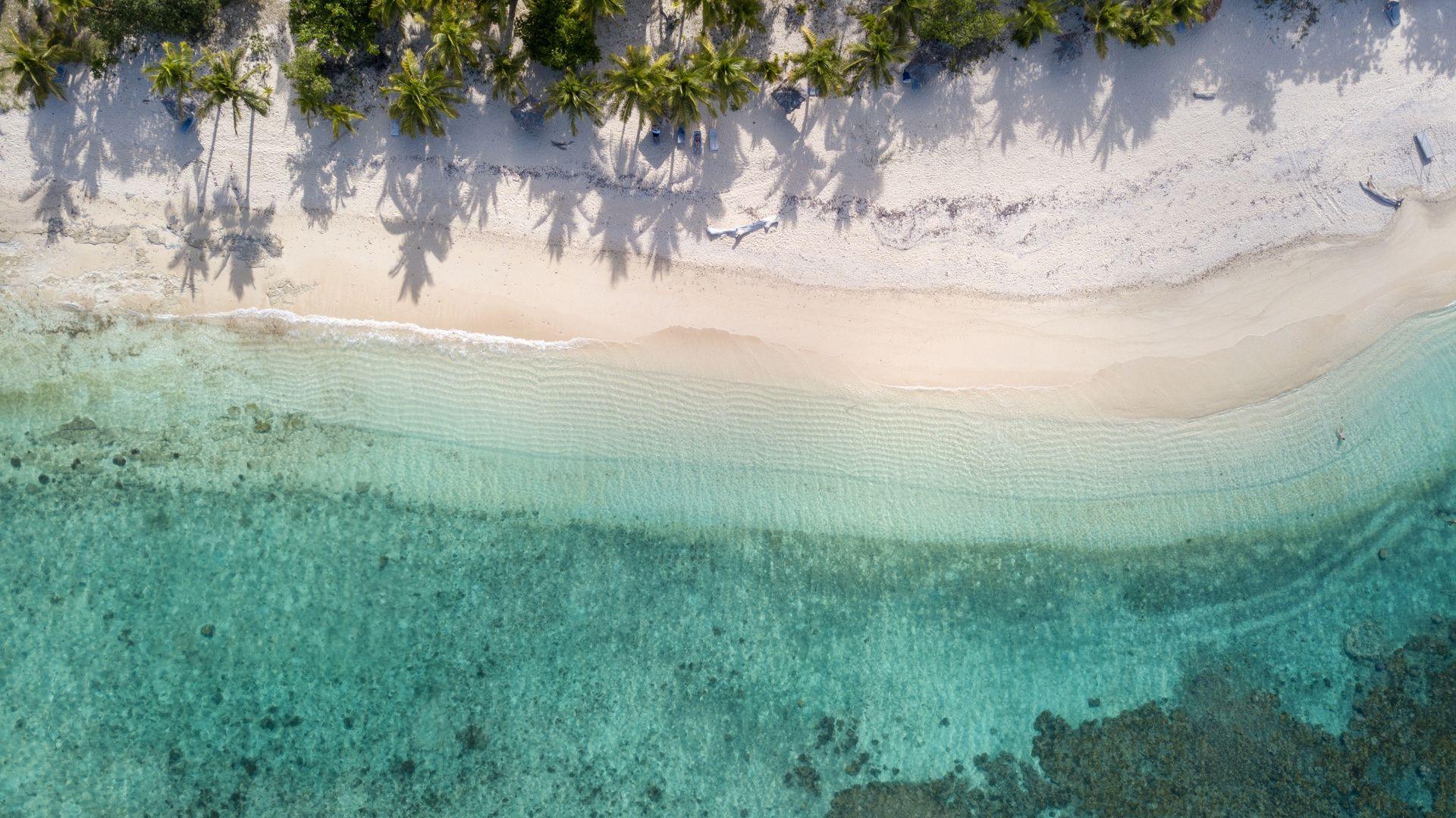 1920x1080 Download Beach, blue green water, aerial shot wallpaper, 1920x1080