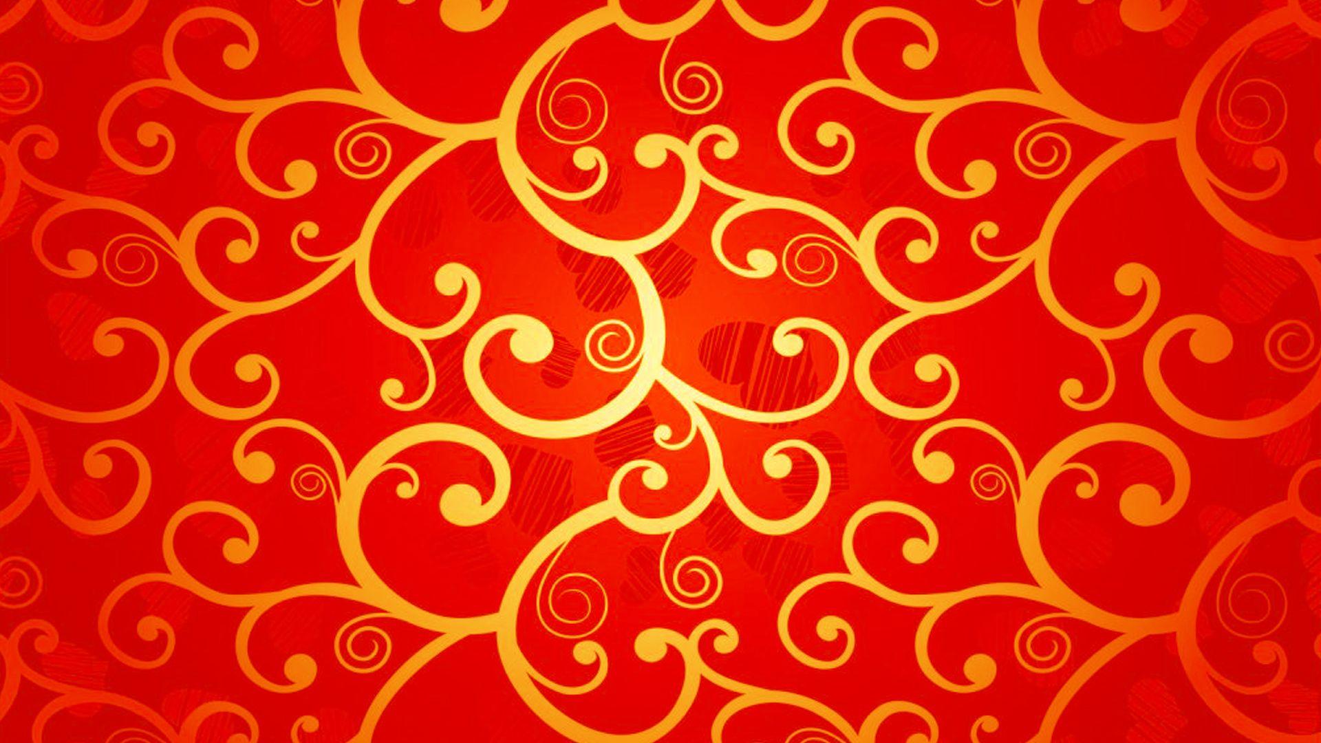 1920x1080 Hình nền đỏ Trung Quốc thiết kế 15 trên 20 với Hoa văn vàng.  HD