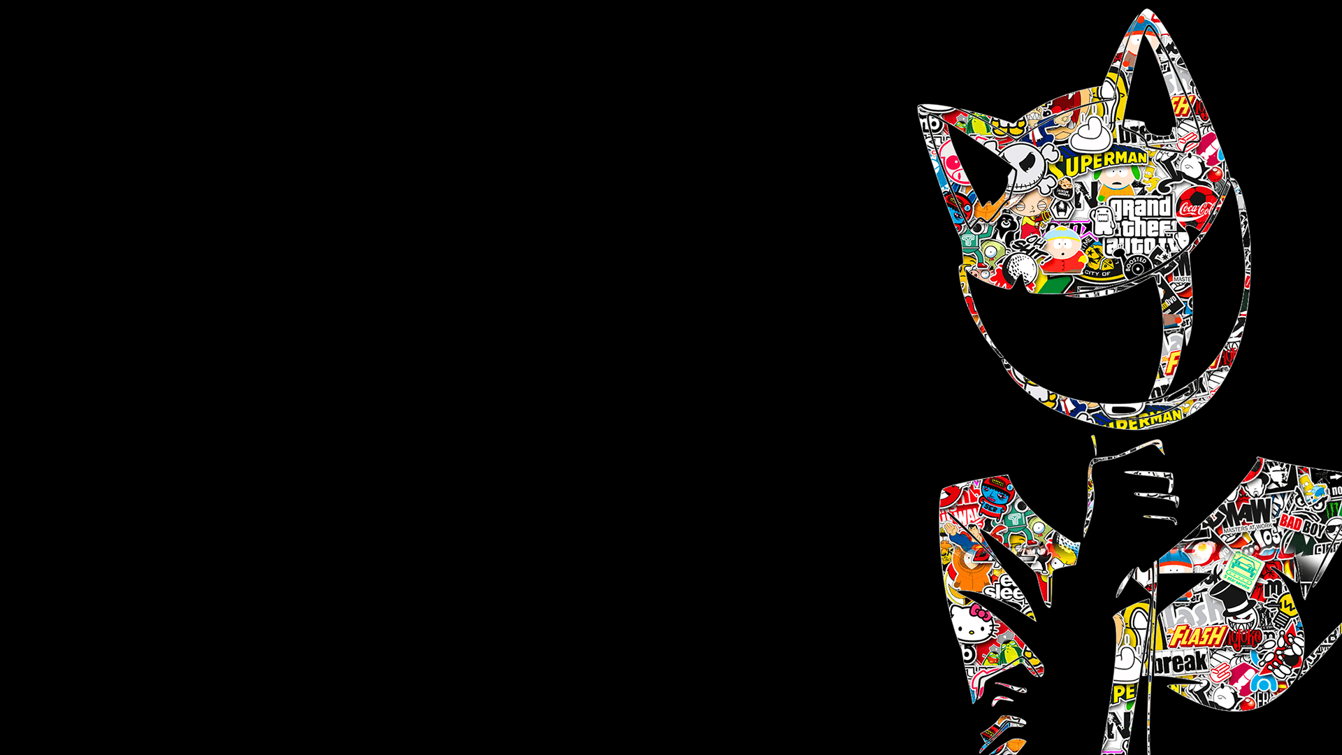 1920x1080 #anime girls, #Sticker Bomb, #black, #Durarara!!, #helmet, #anime, #Celty Sturluson, wallpaper HD Wallpaper