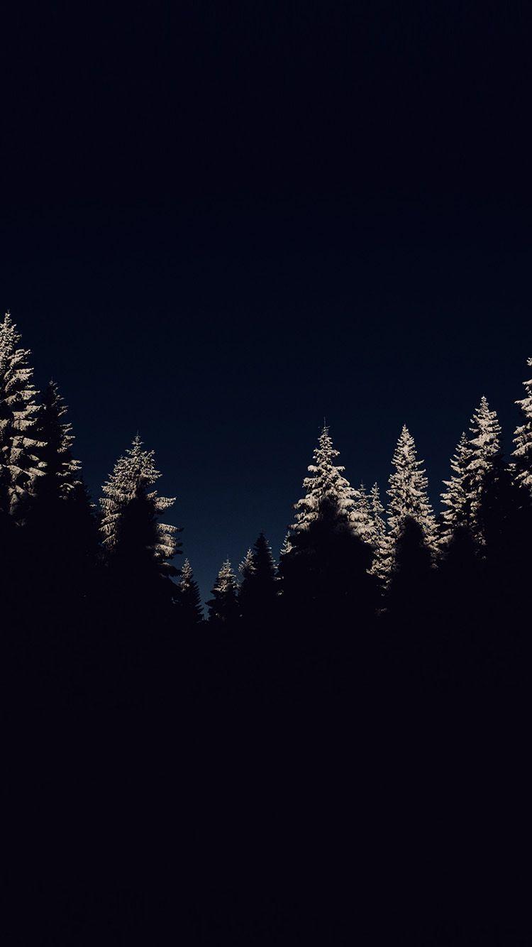 750x1334 Wood Winter Night Mountain Dark Wallpaper HD iPhone
