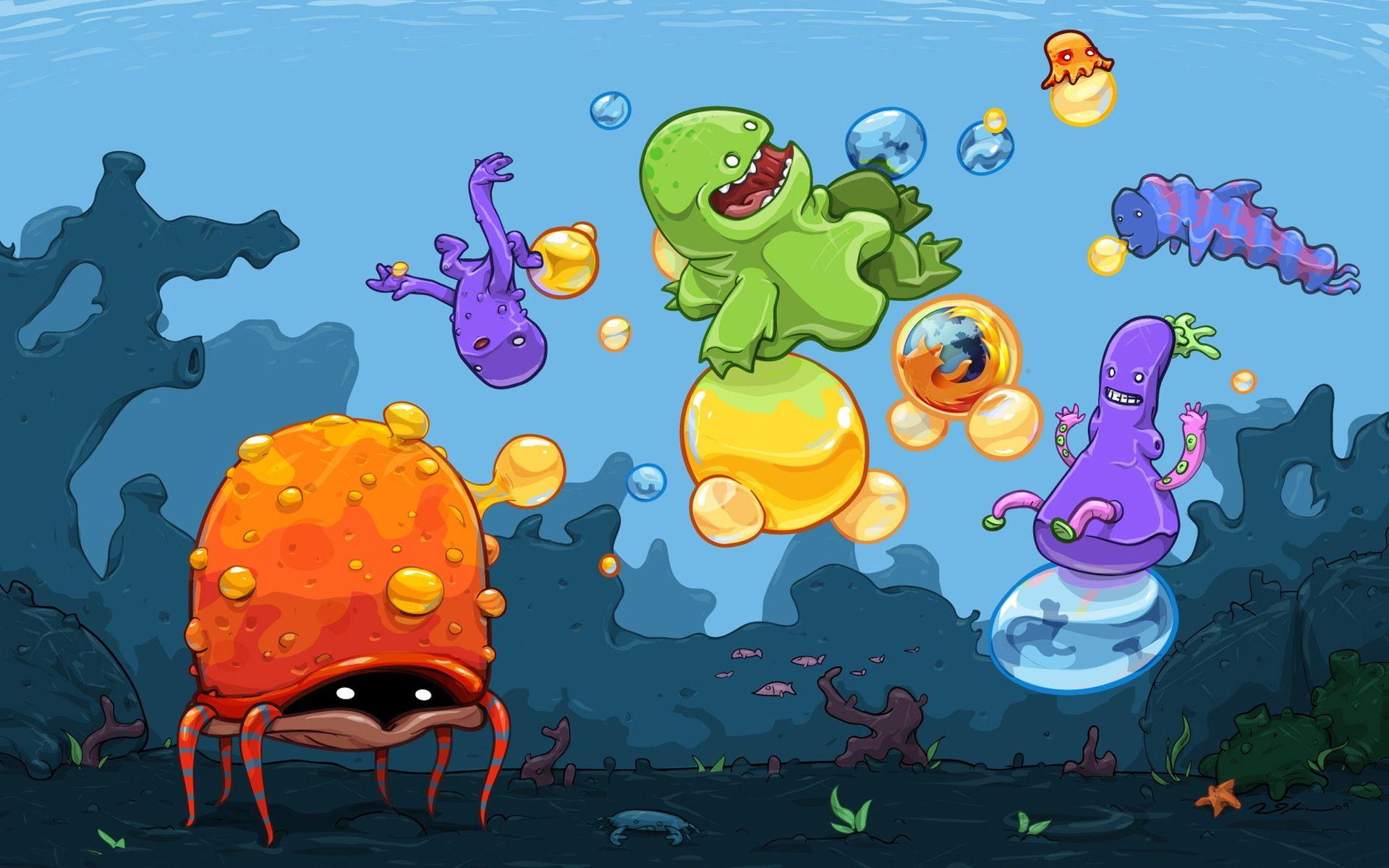 1920x1200 david, Lanham, Sketches, Cartoons, Monsters, Creatures, Underwater