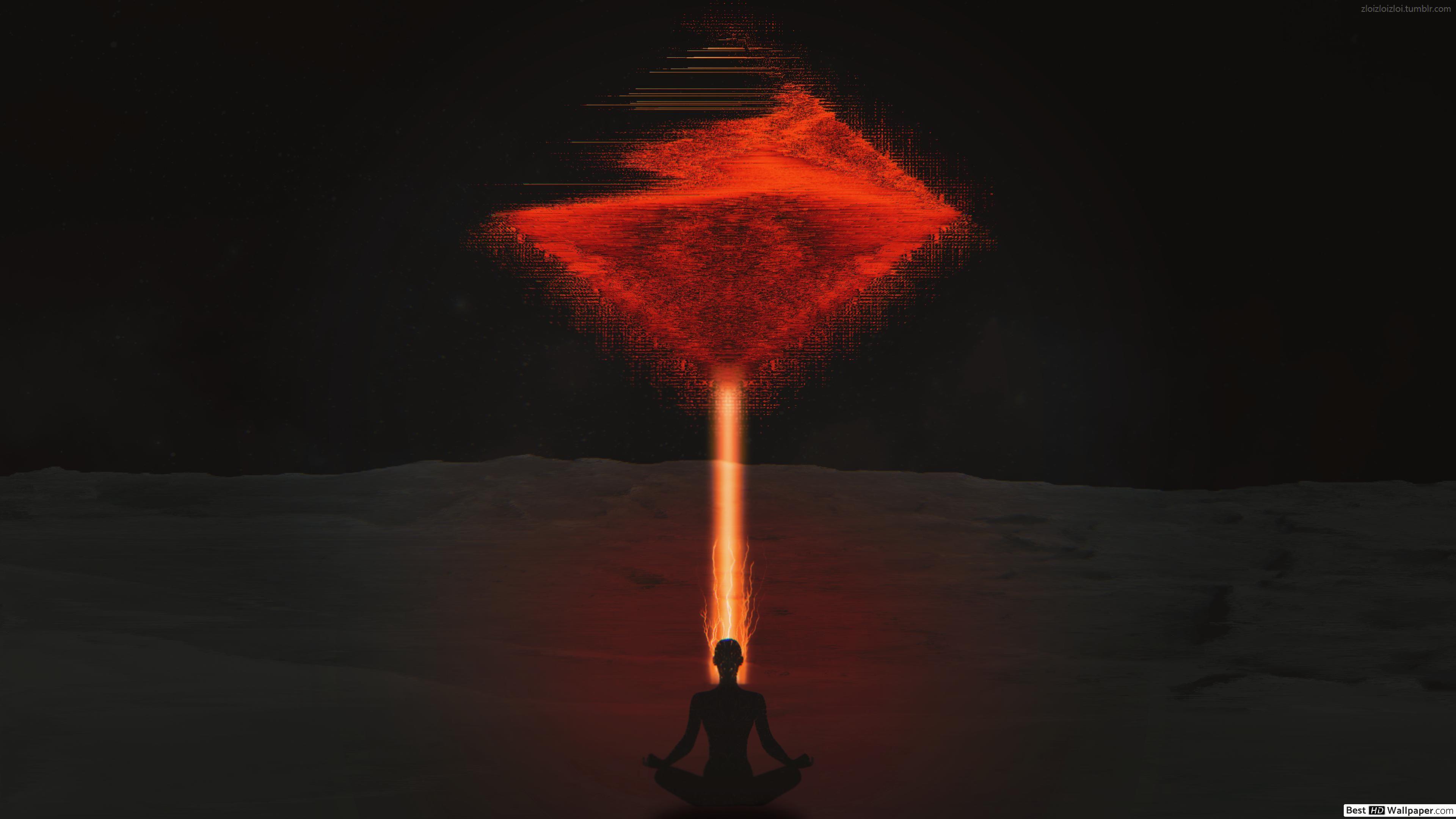 3840x2160 Artistic Buddhist Glitch Art HD wallpaper download