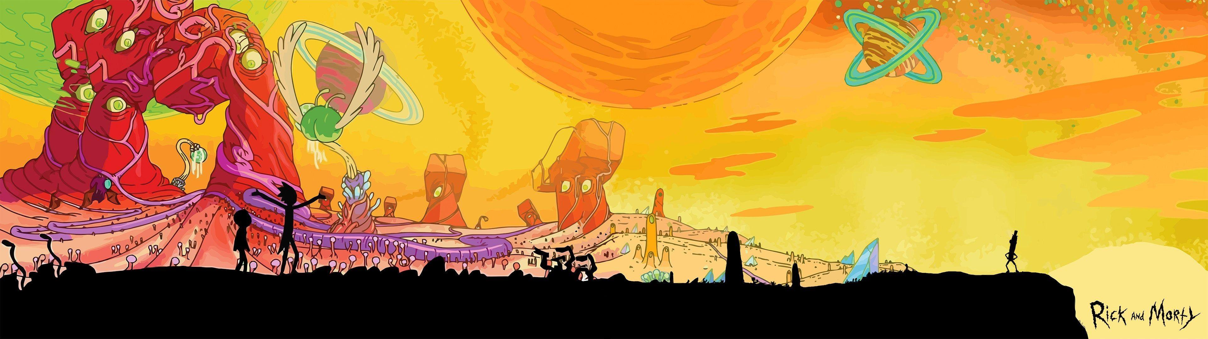 3840x1080 3840x1080Rick and Morty Dual Screen wallpaper