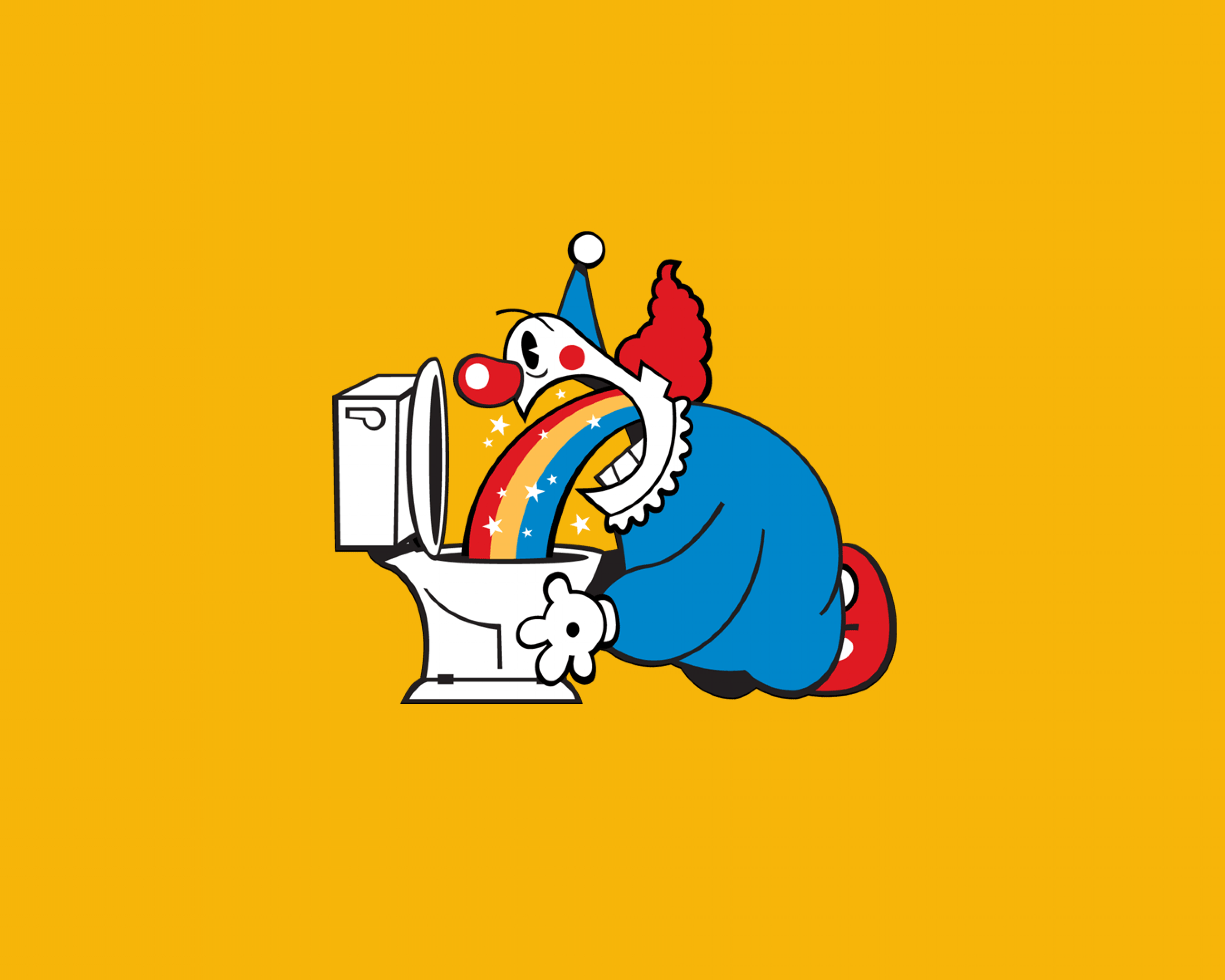 5120x4096 Funny Rainbow Toilet Clown Clown throwing up rainbow HD Wallpaper