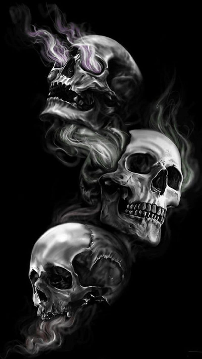 800x1422 NO SEE HEAR SPEAK, see no eveil, skulls, skull, smoke, fecklessabandon, feckless angels, HD phone wallpaper