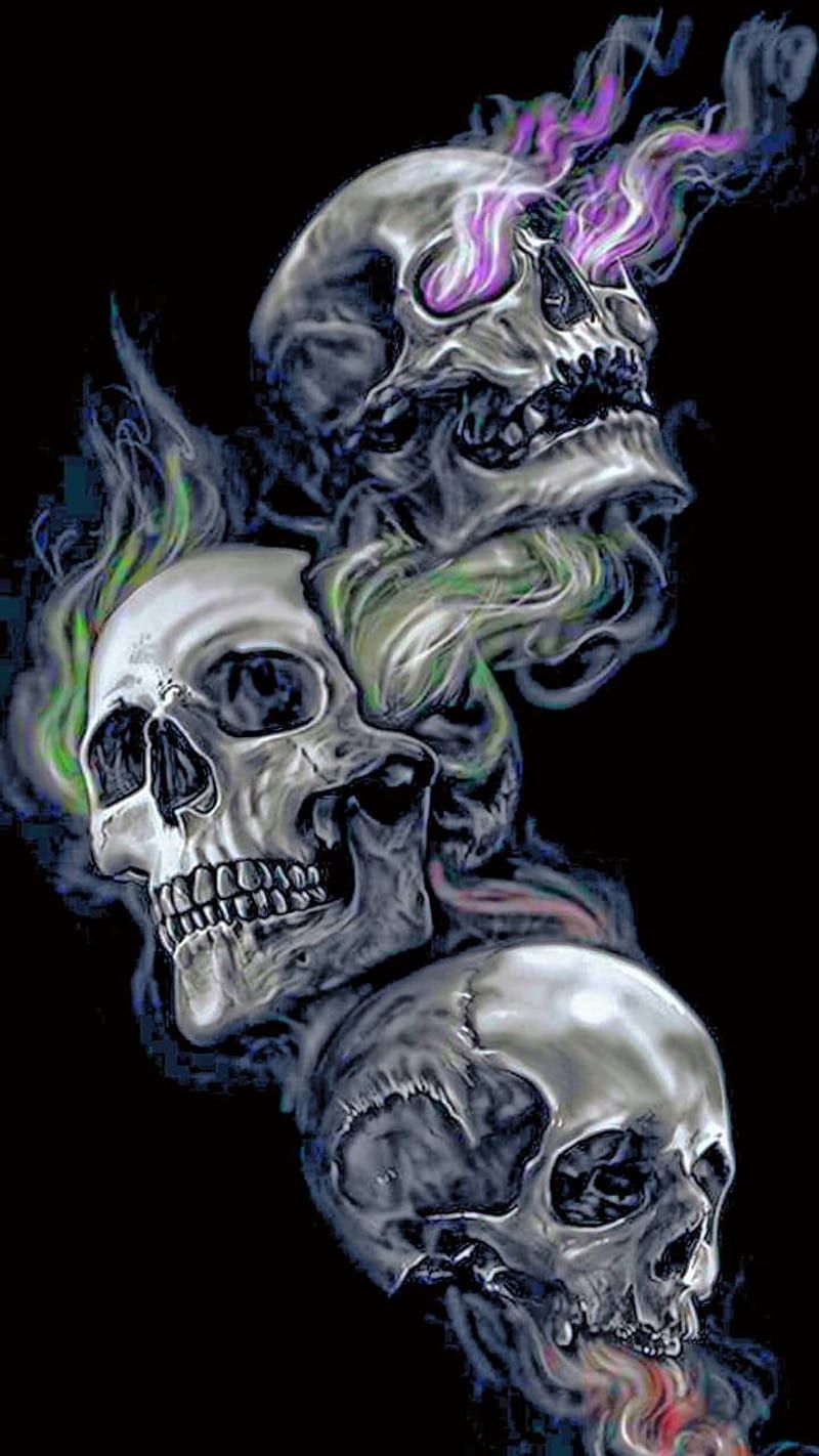 800x1422 HearSpeakSee No Evil, evil, skull, HD phone wallpaper