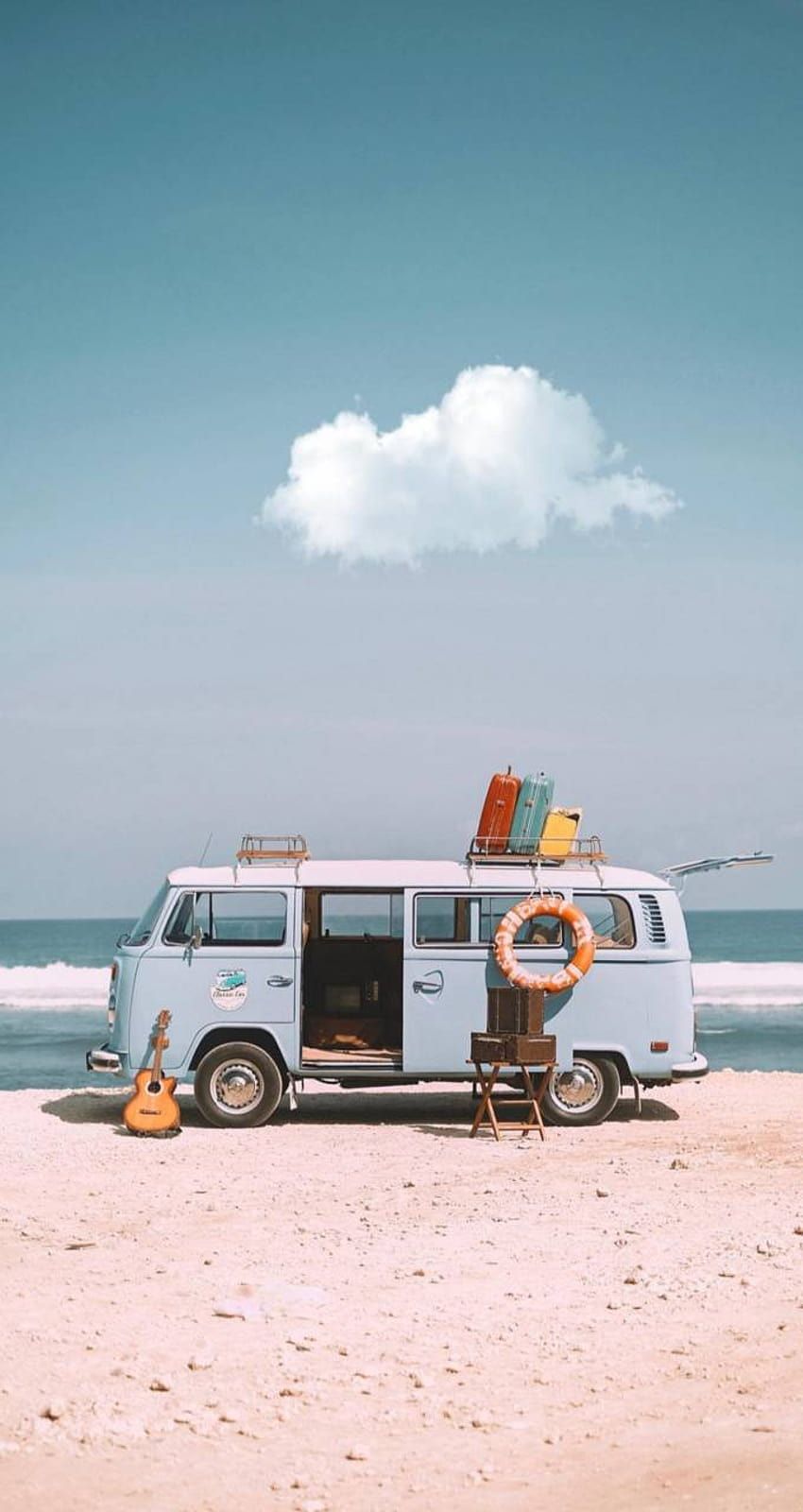 850x1600 Beach vw van HD wallpaper