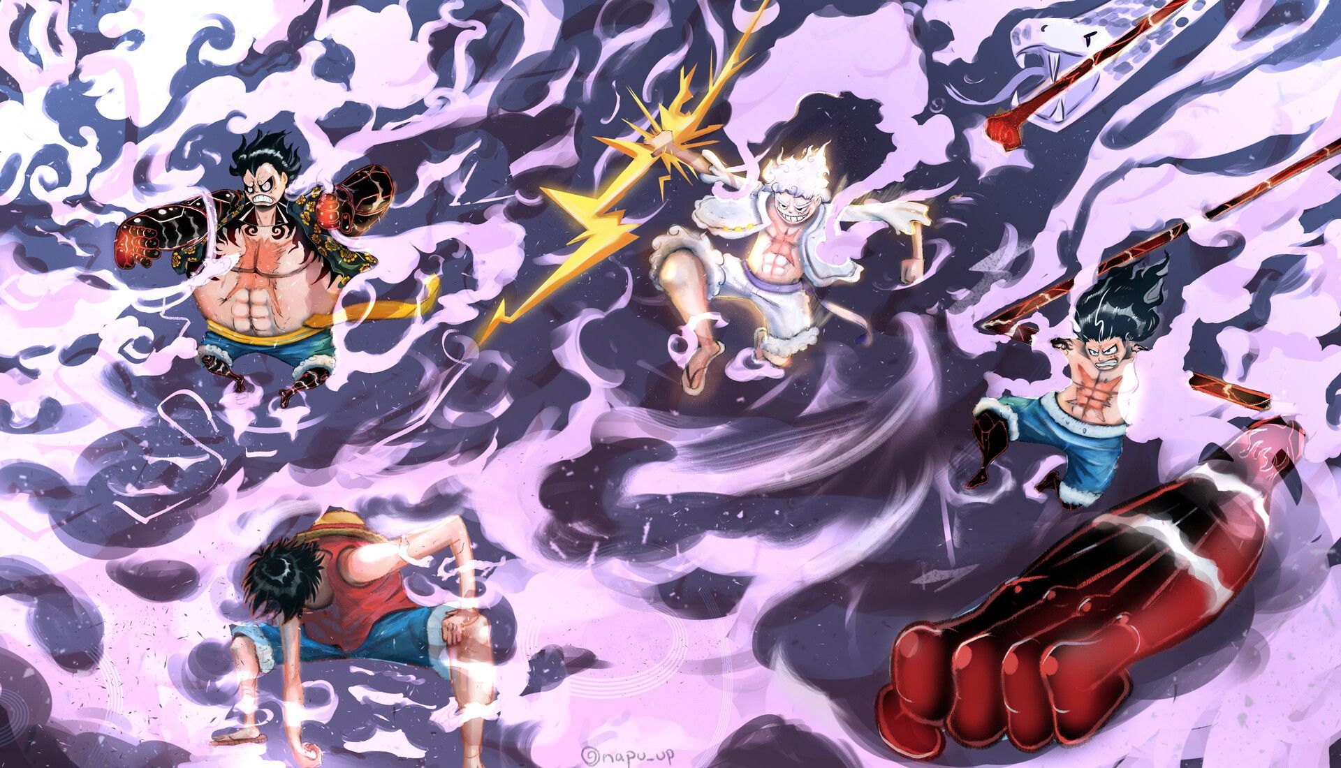 1920x1100 Epic One Piece HD: Monkey D. Luffy's Gear Fourth & Gear 5 Power Unleashed