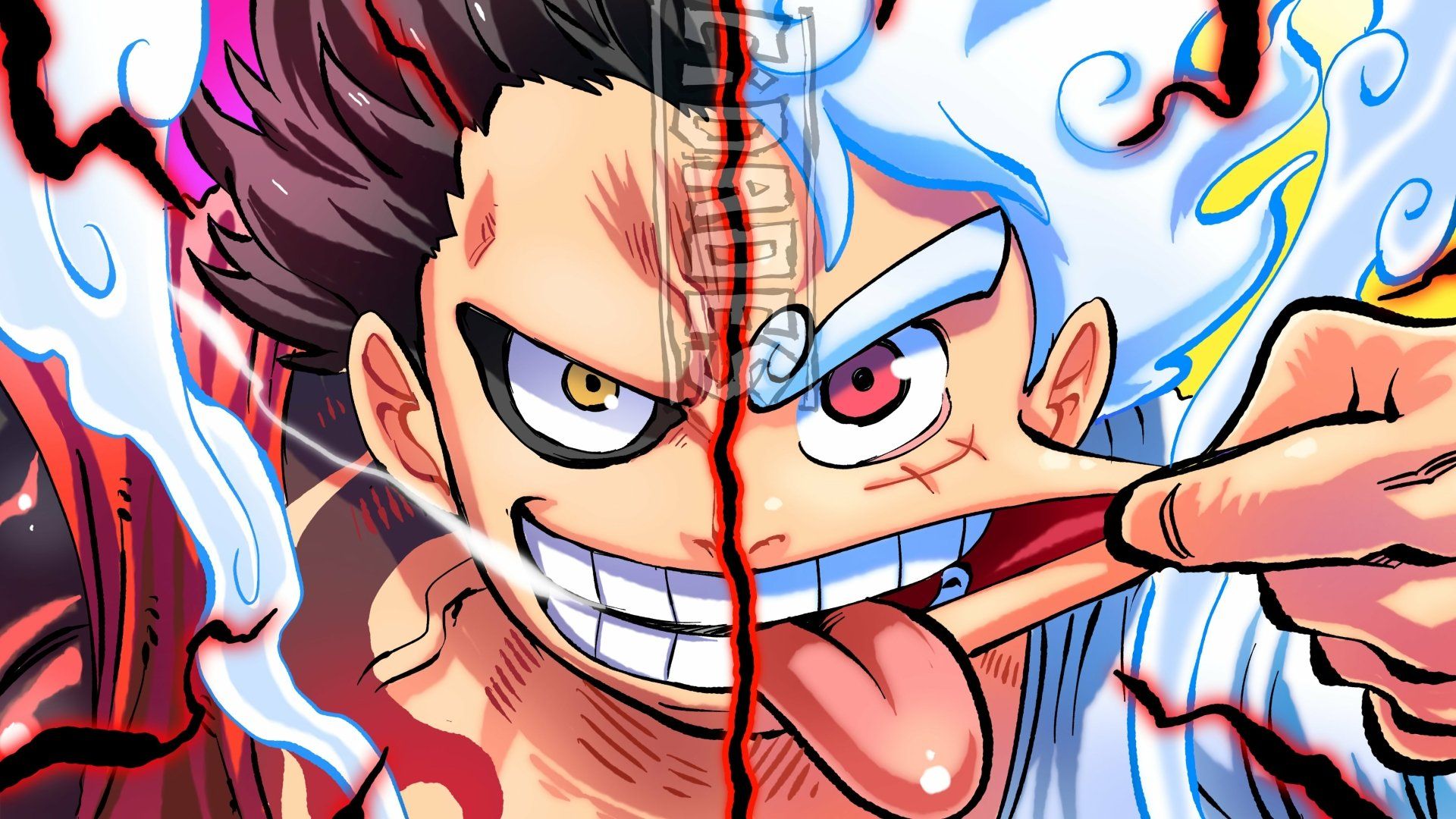 1920x1080 One Piece Ultra HD: Monkey D. Luffy Gear 5 & Gear Fourth Epic Fusion Wallpaper