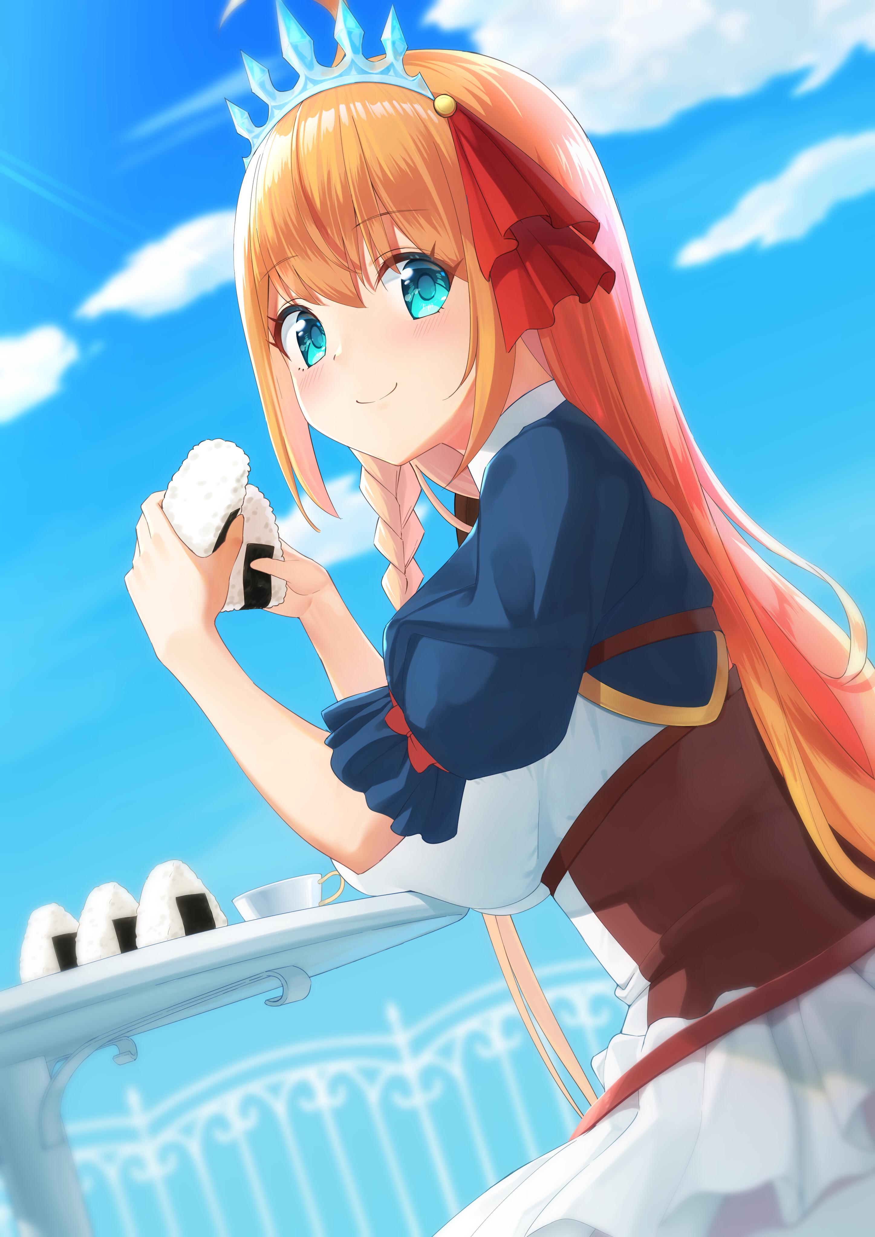 2894x4093 Pecorine eating onigiri