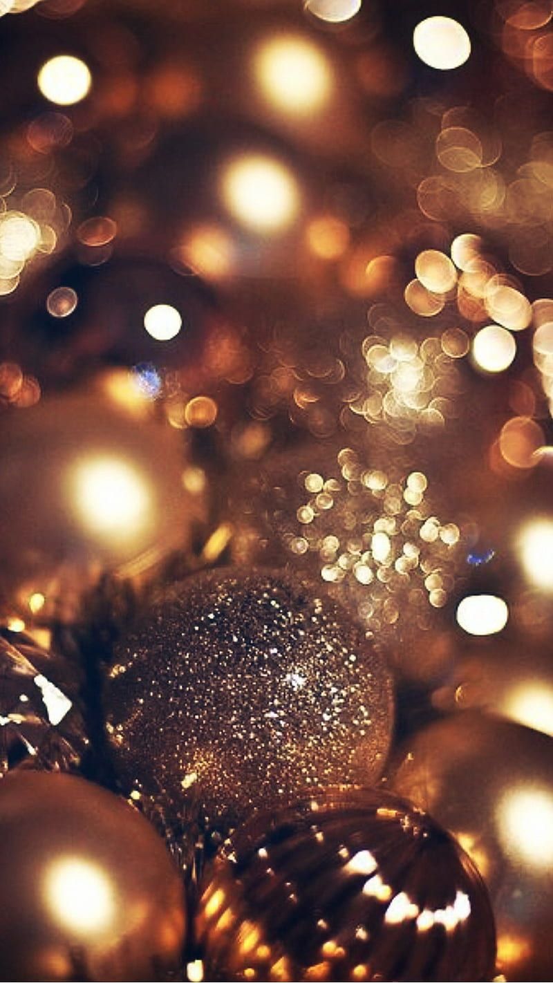 800x1422 Gold Christmas, christmas, decoration, festive, gold, holiday, season, HD phone wallpaper