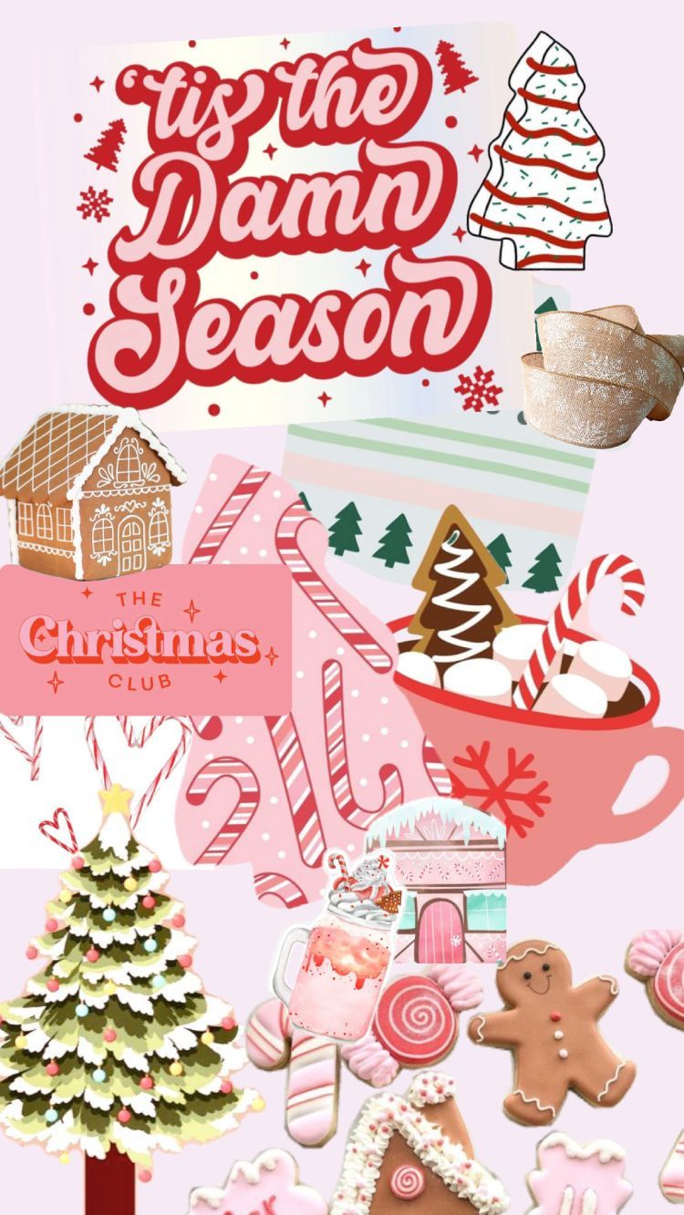750x1333 Candy Cane Gingerbread Christmas Pink Wallpaper for iPhone