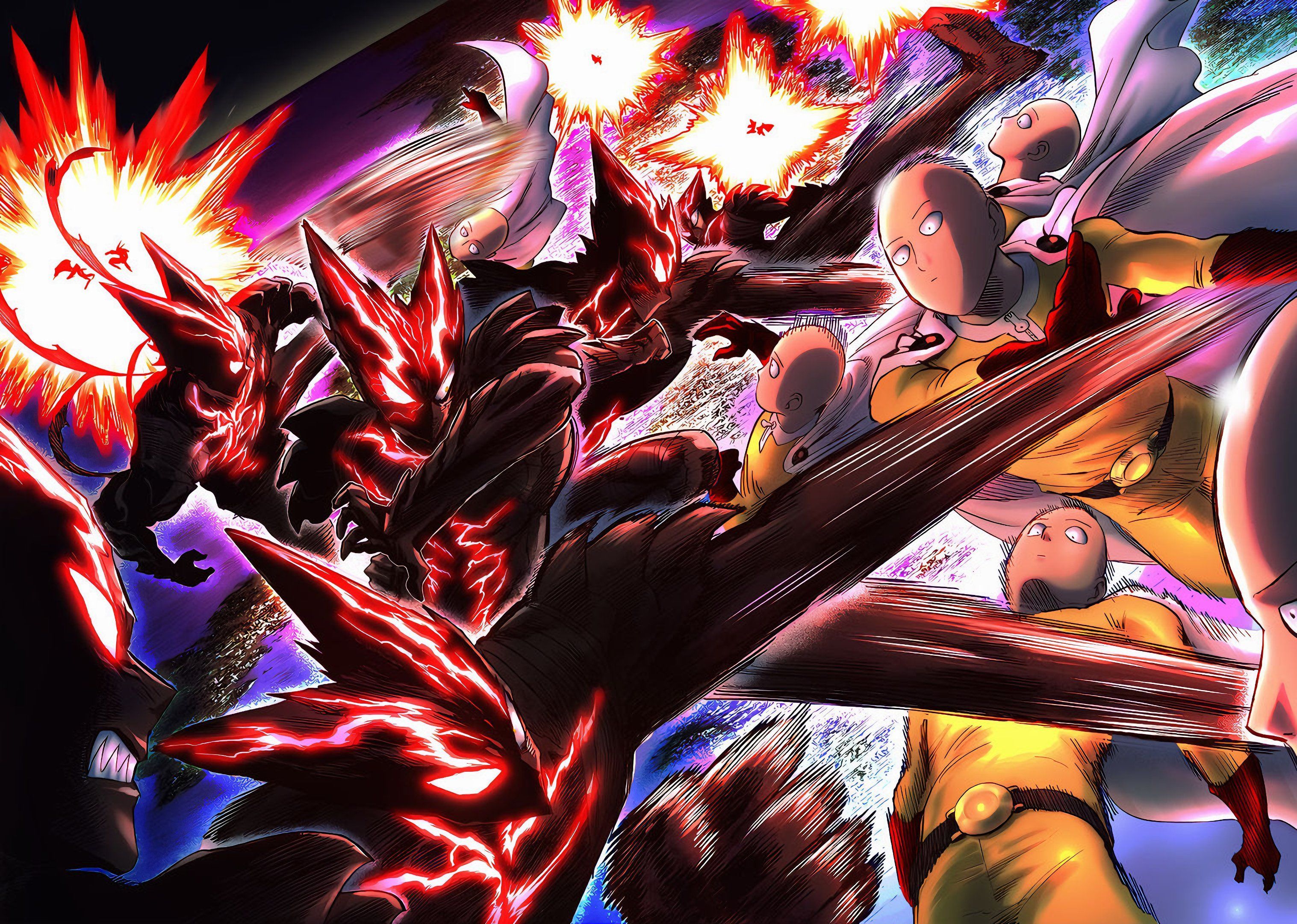 3034x2160 Epic Clash: Saitama vs Garou