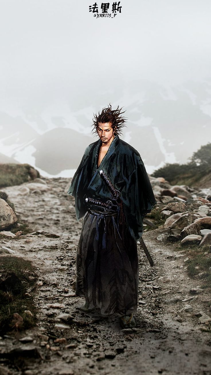 736x1308 Miyamoto Musashi, art, berserk, vagabond, takehiko inoue, anime, samurai, seinen manga, HD phone wallpaper
