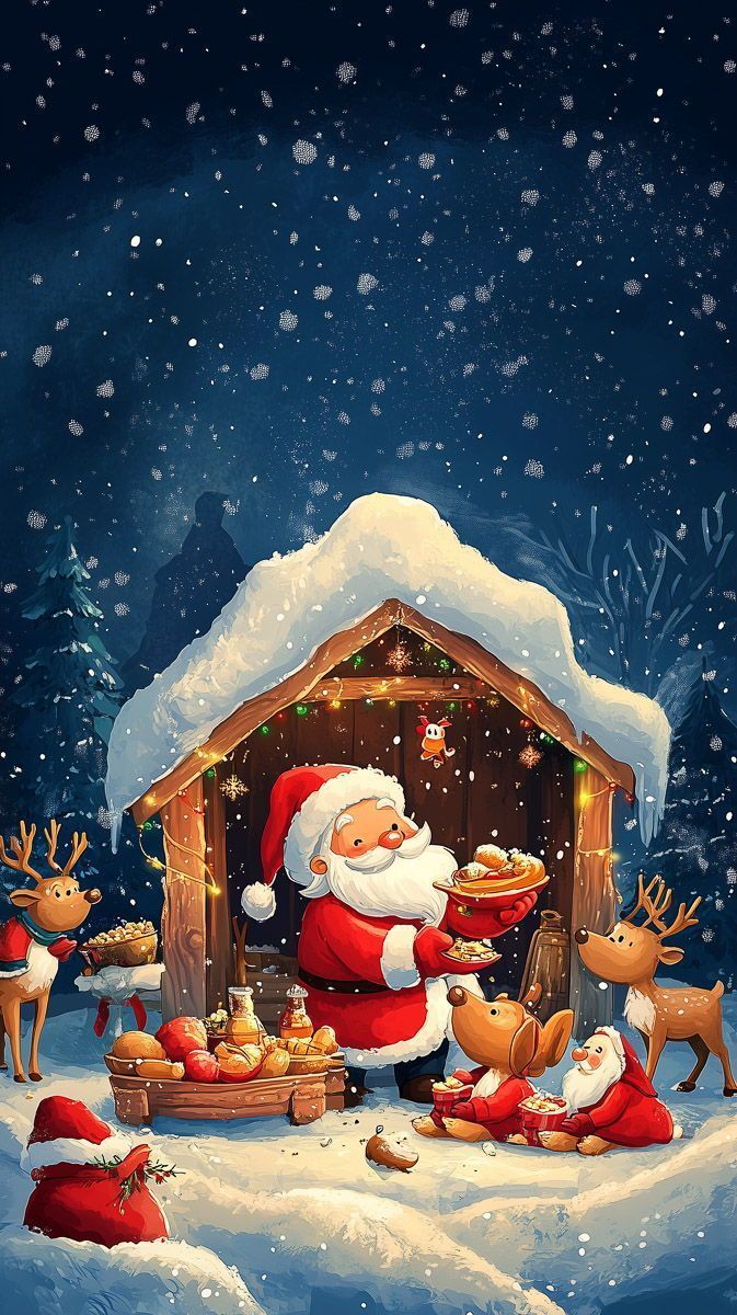 673x1200 aesthetic Christmas Wallpaper Featuring Santa You'll Love