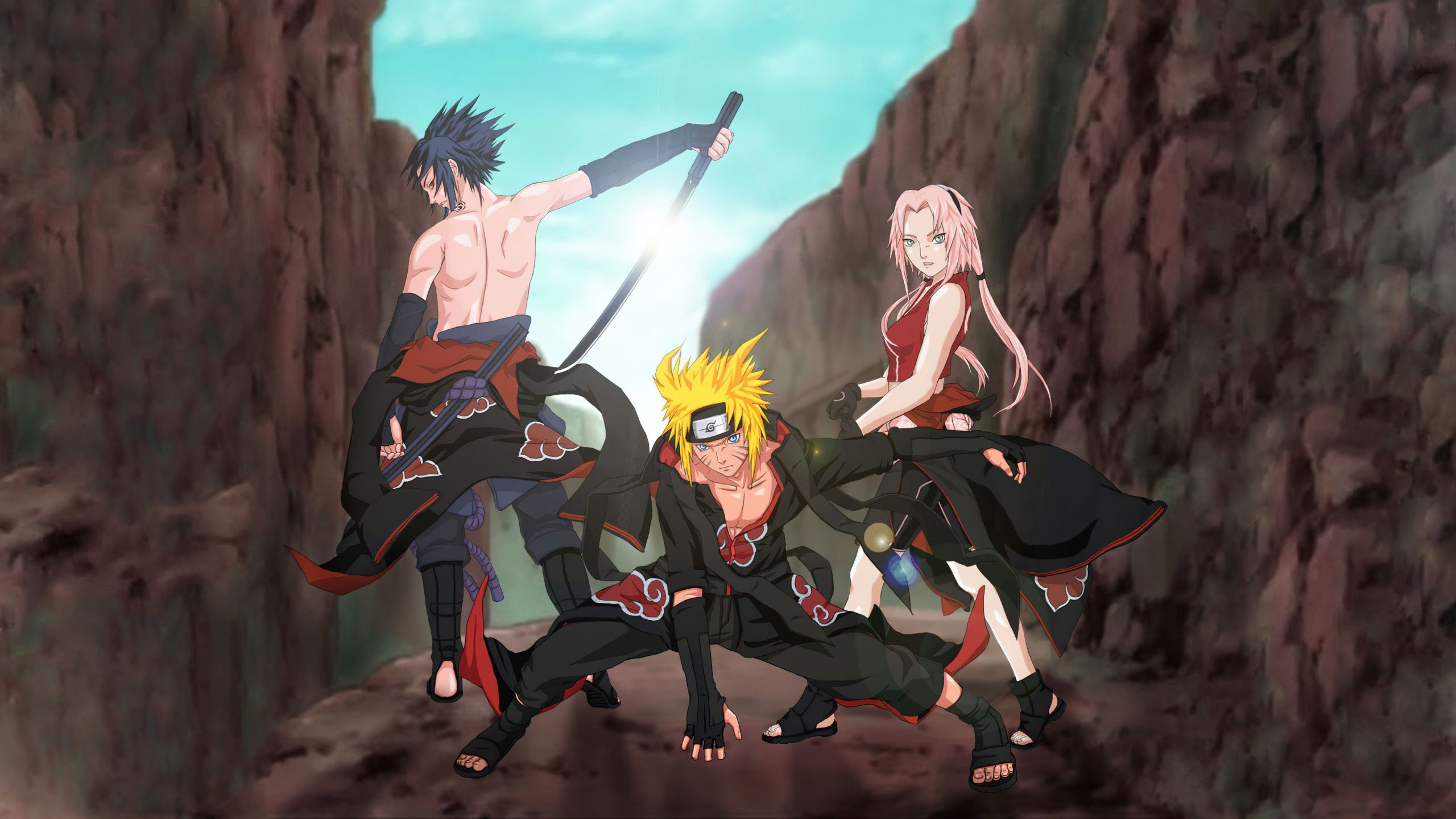 2560x1440 Sasuke Naruto Sakura 4K Wallpaper