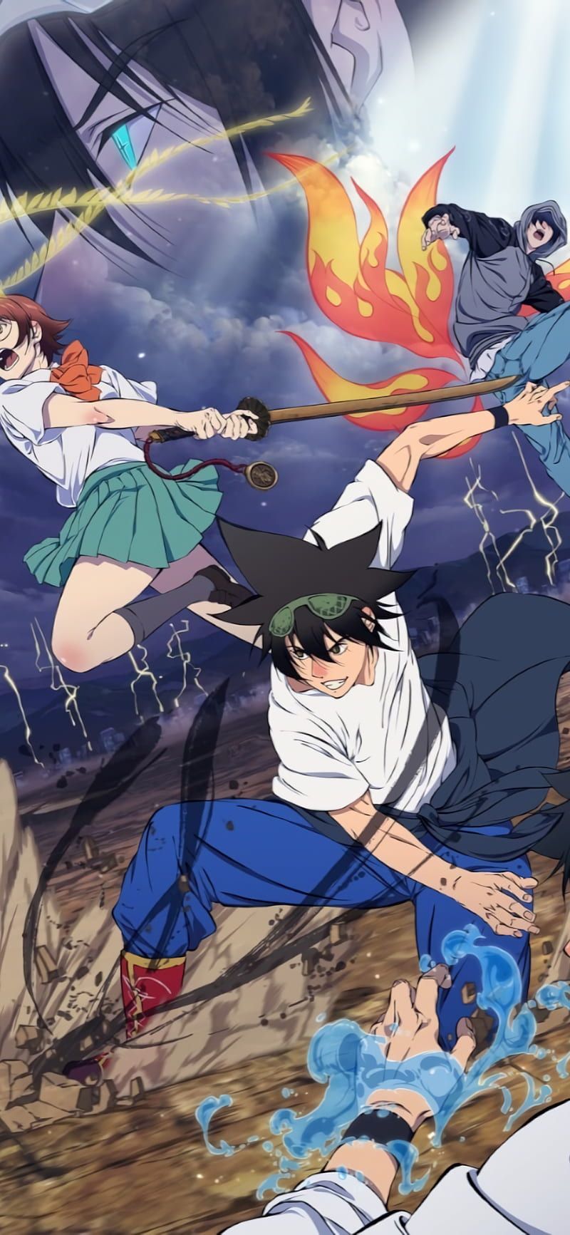 800x1733 The god of hi school, anime, cool, fight, fight scene, friends, group, mori jin, HD phone wallpaper