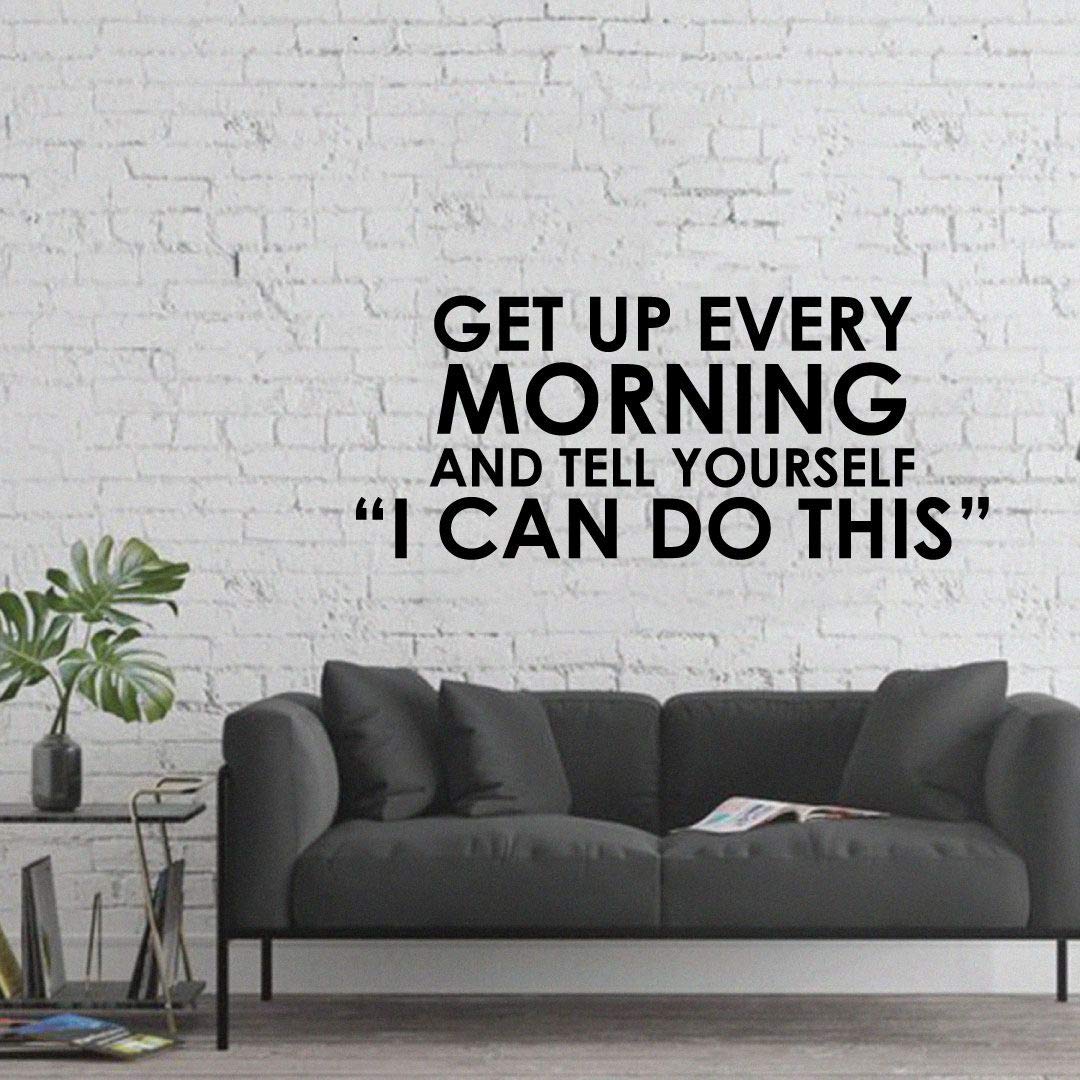 1080x1080 Get Up Every Morning Quote Fitness Workout Success Motivation Quotes Wall Decals Healthy Lifestyle for Girls Boys Gym Home Sports Room Decor Vinyl Wall Art Stickers Decoration Size (20x40 inch)