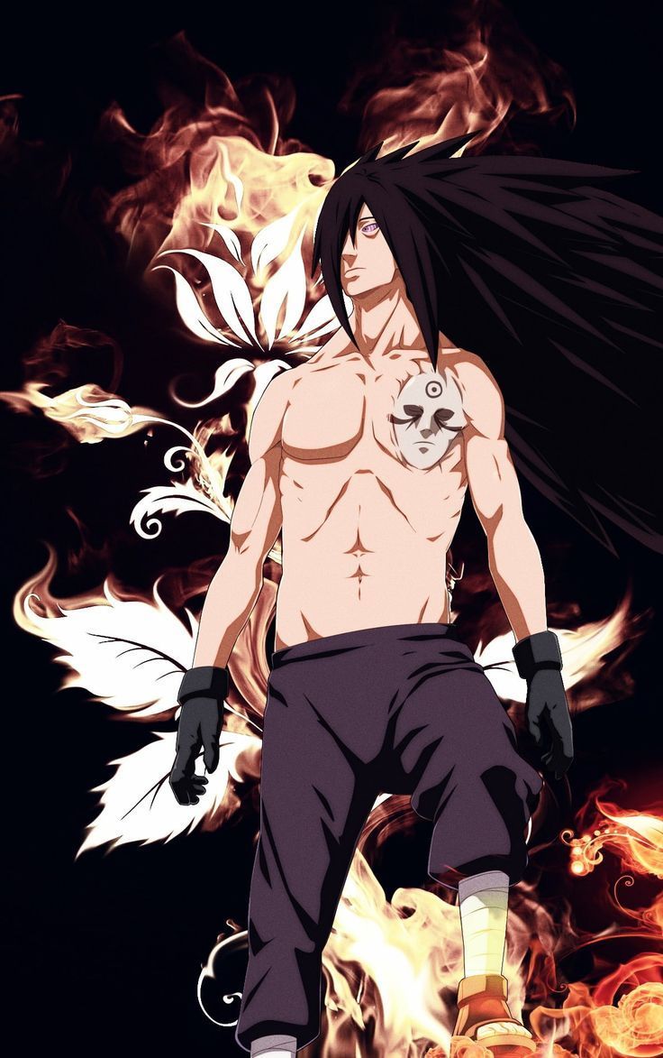 736x1173 HD wallpaper: Naruto Shippuuden, Uchiha Madara, shirtless, long hair, anime boys