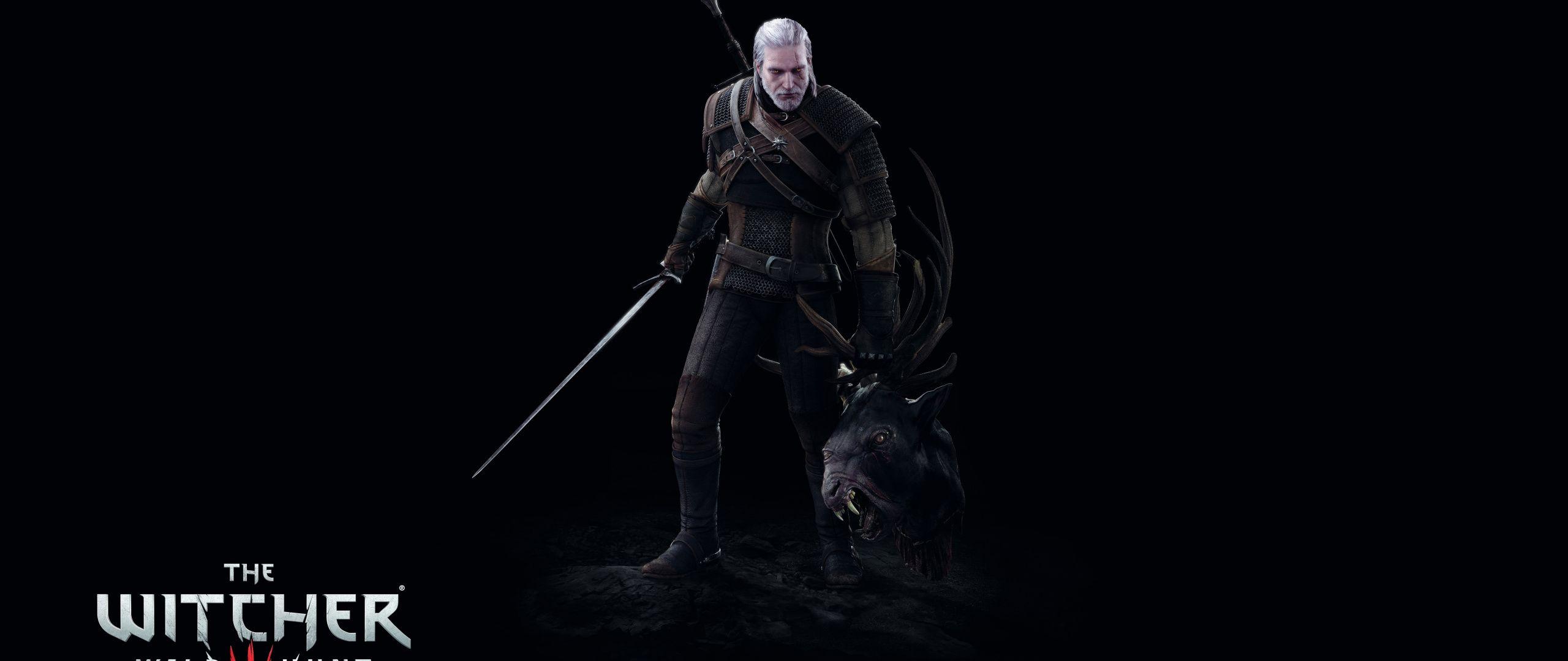 2560x1080 Download 2560x1080 wallpaper minimal, warrior, dark, the witcher 3