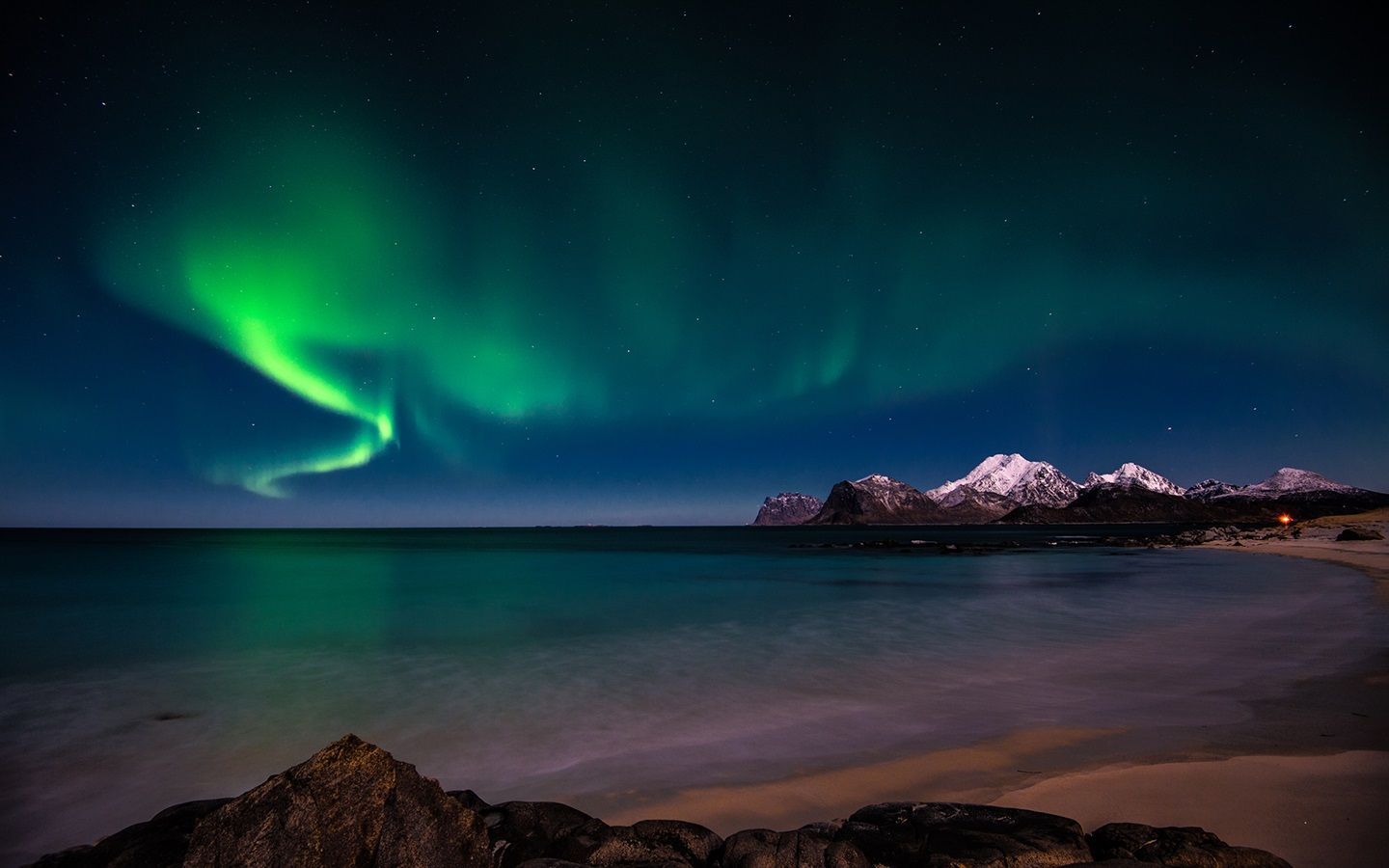 1440x900 Aurora Borealis, Snow, Arctic, Coast, Night 640x1136 IPhone 5 5S 5C SE Wallpaper, Background, Picture, Image