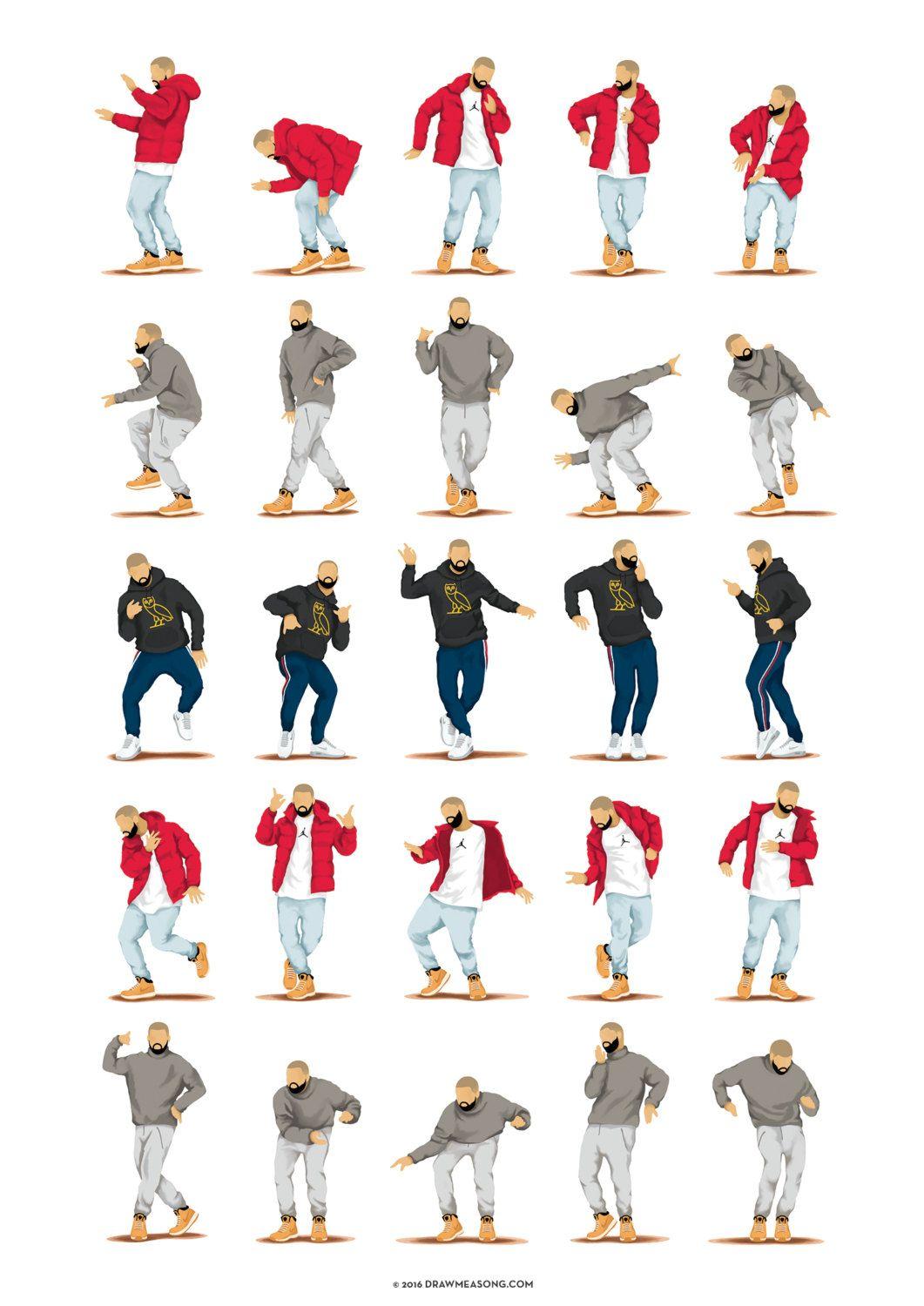 1061x1500 Hotline Bling Dance Music Poster, Dance Tutorial Illustration, Funny