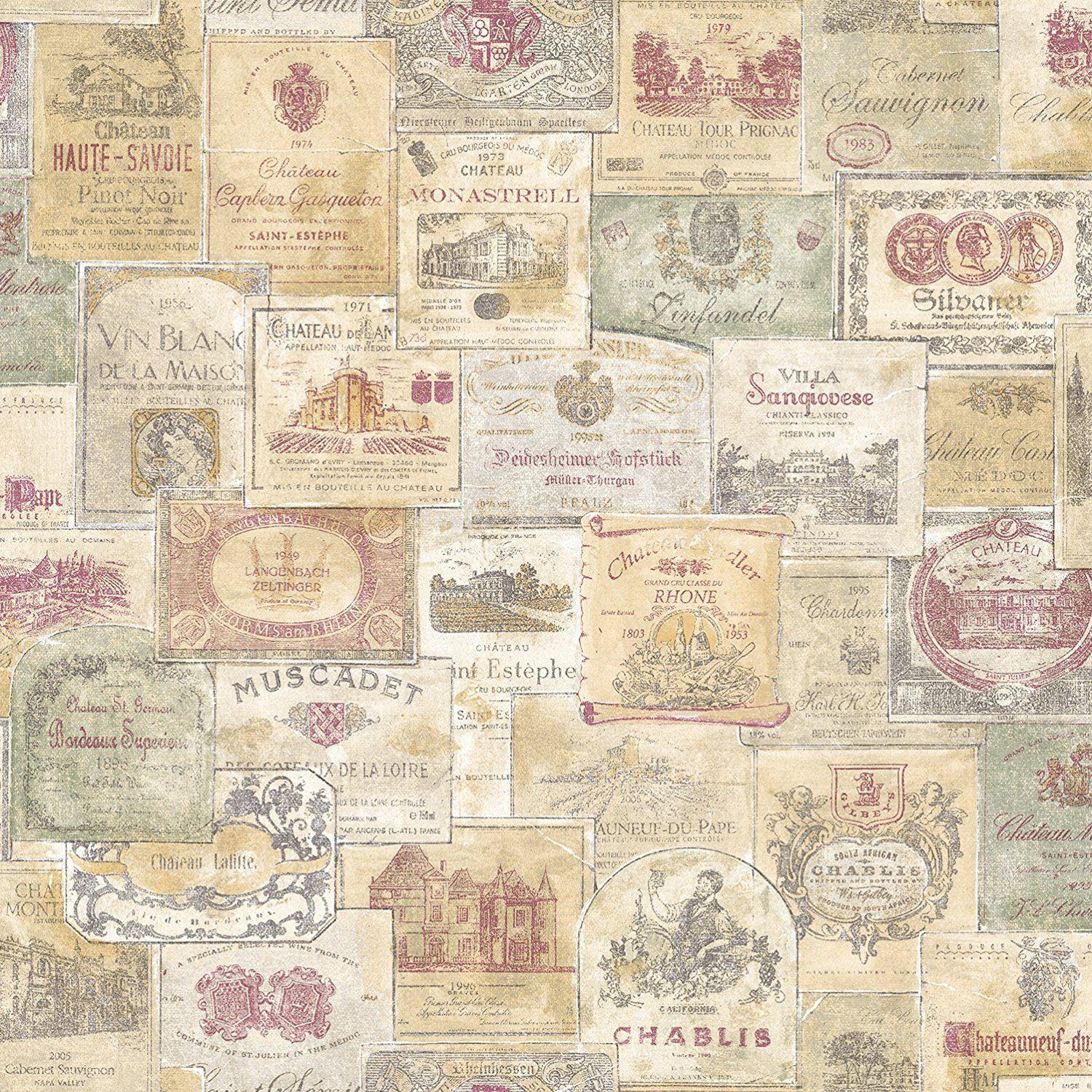 1500x1500 Galerie Wallcoverings Memories 2 G56173 Old Wine Labels Wallpaper