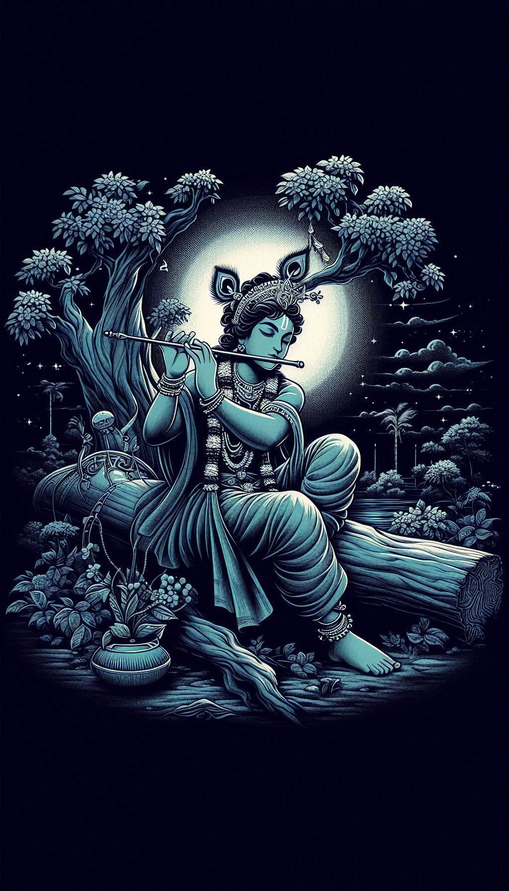 1024x1792 Some AI generated wallpaper of Shri Krishna