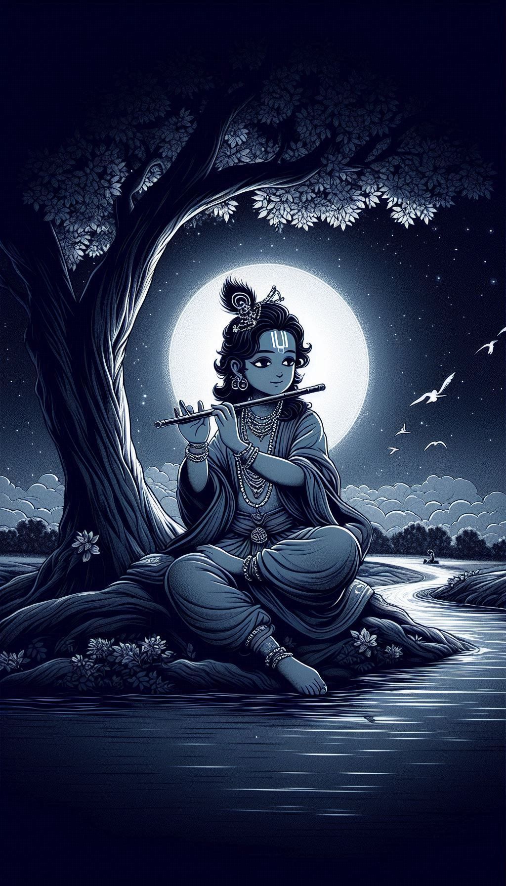 1024x1792 Some AI generated wallpaper of Shri Krishna