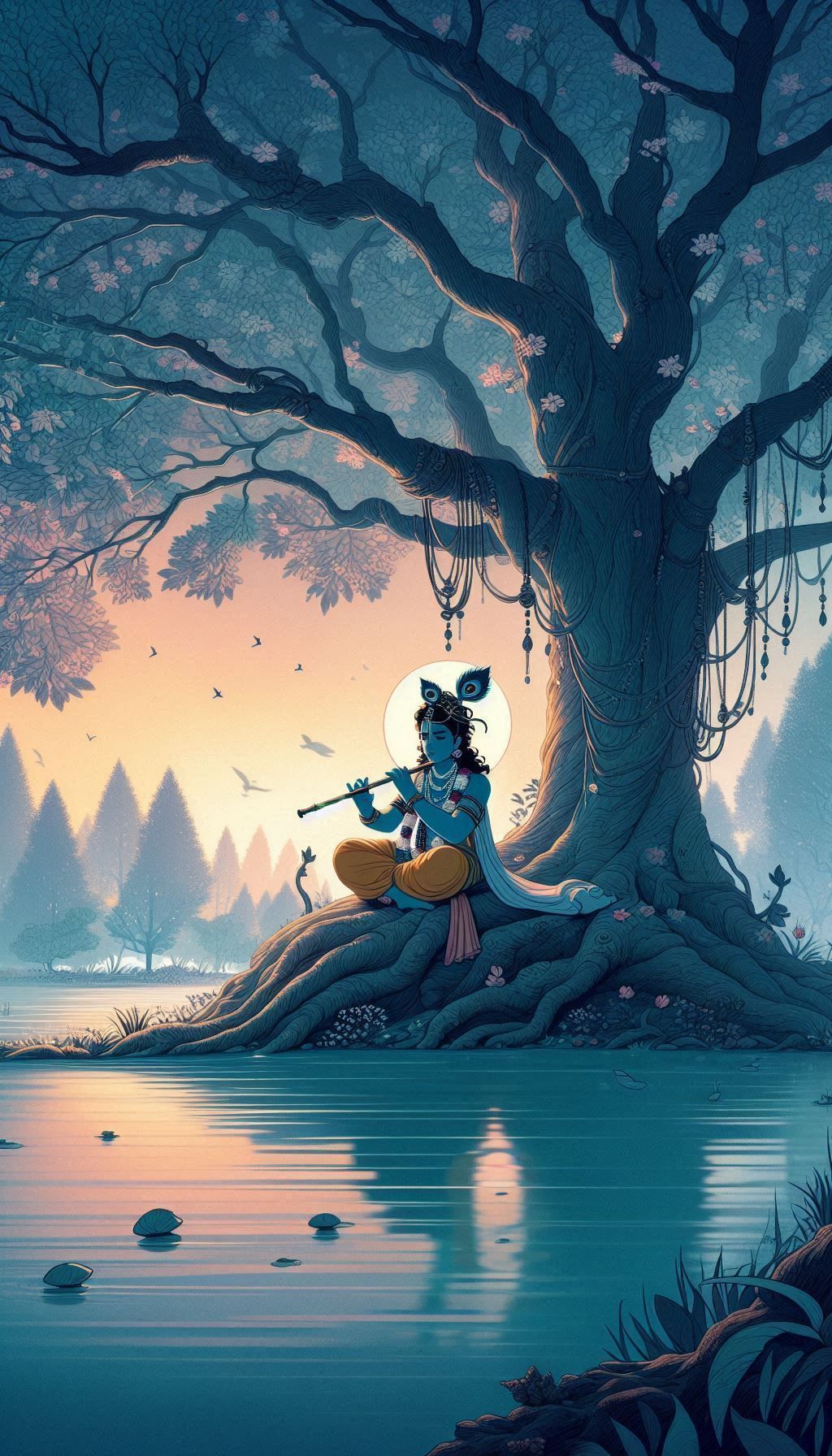 1024x1792 Some AI generated wallpaper of Shri Krishna