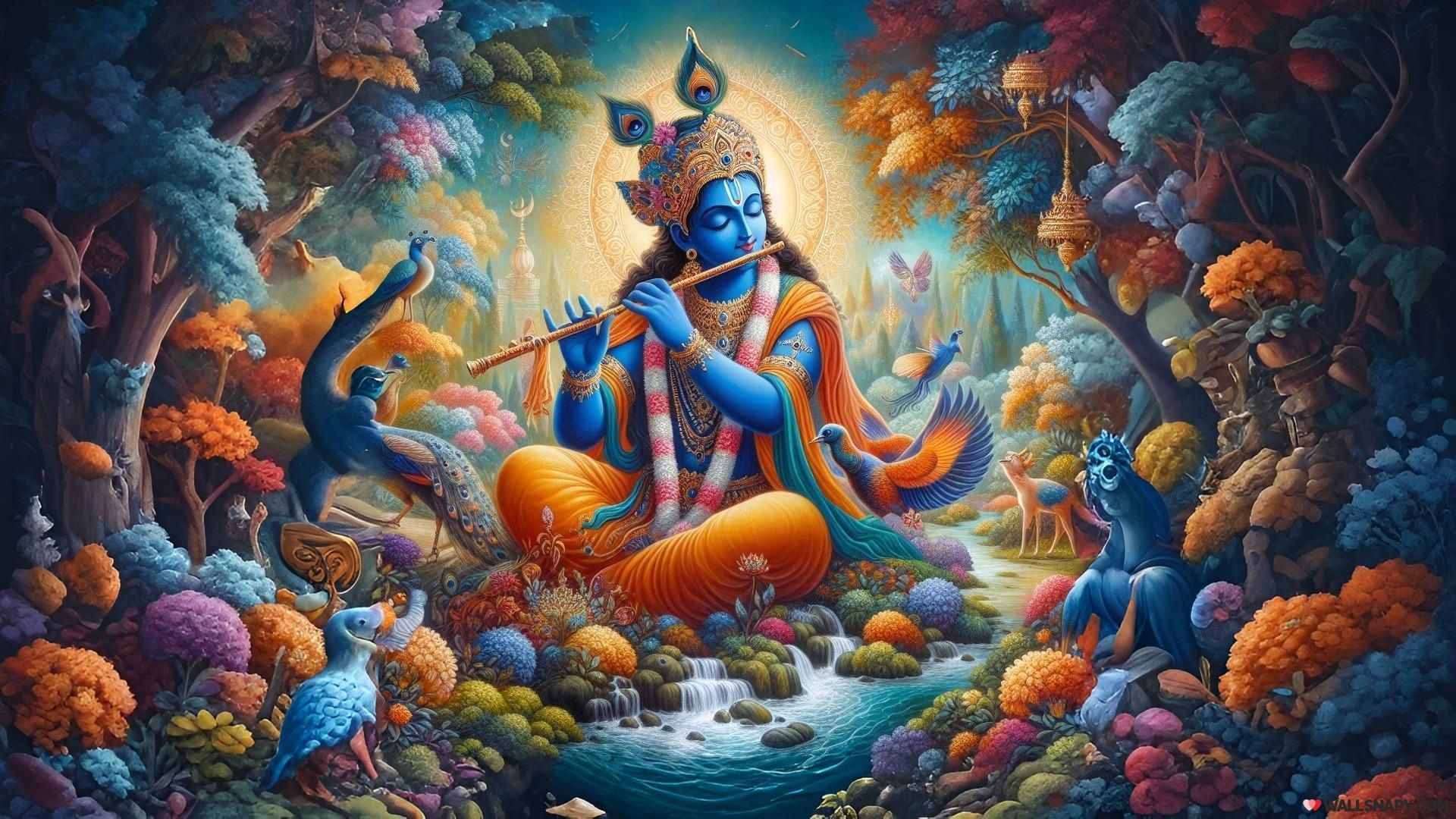 1920x1080 Colourful shree krishna HD wallpaper ai image free