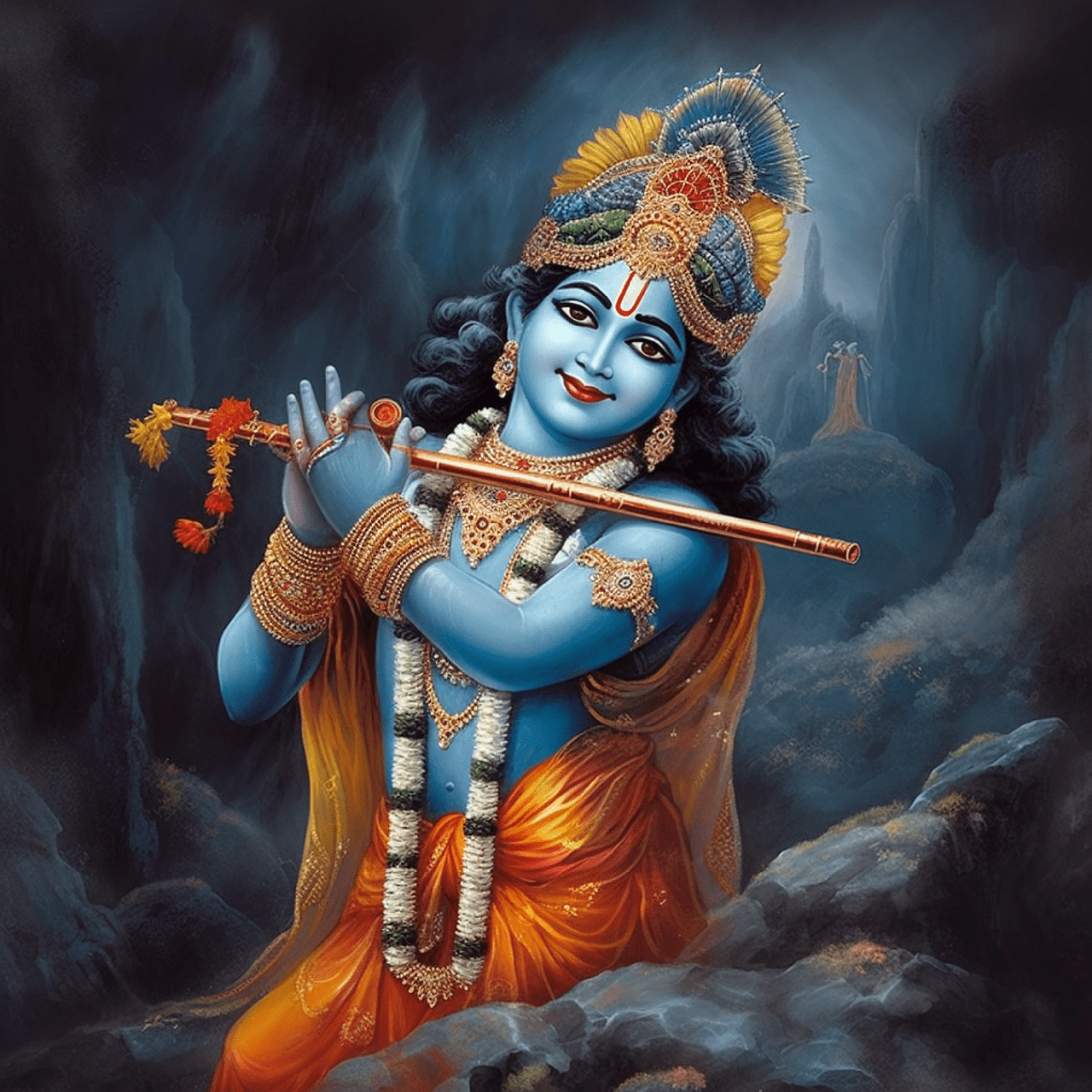 1280x1280 Download Ai Generated Krishna Deity. Royalty Free Stock Illustration Image
