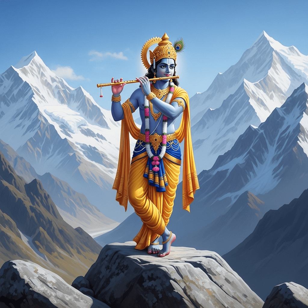 1024x1024 Ultimate HD Wallpaper Of God Shri Krishna. Divine Illustration. AI Art Generator. Easy Peasy.AI