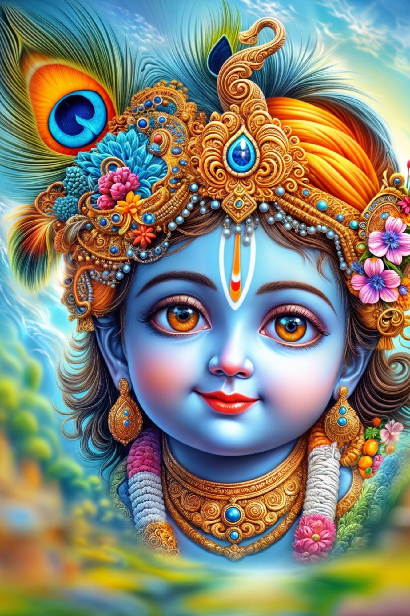 1333x2000 * 12 size Premium mdf wood digital printed Wall Decore Lord Krishna Ai Pic : Amazon.in: Home & Kitchen