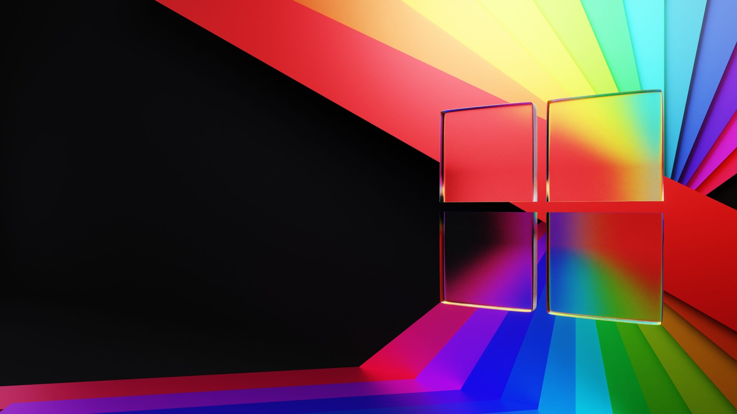 2560x1440 Windows 11 Wallpaper 4K, Glass, Colorful abstract, Ribbons