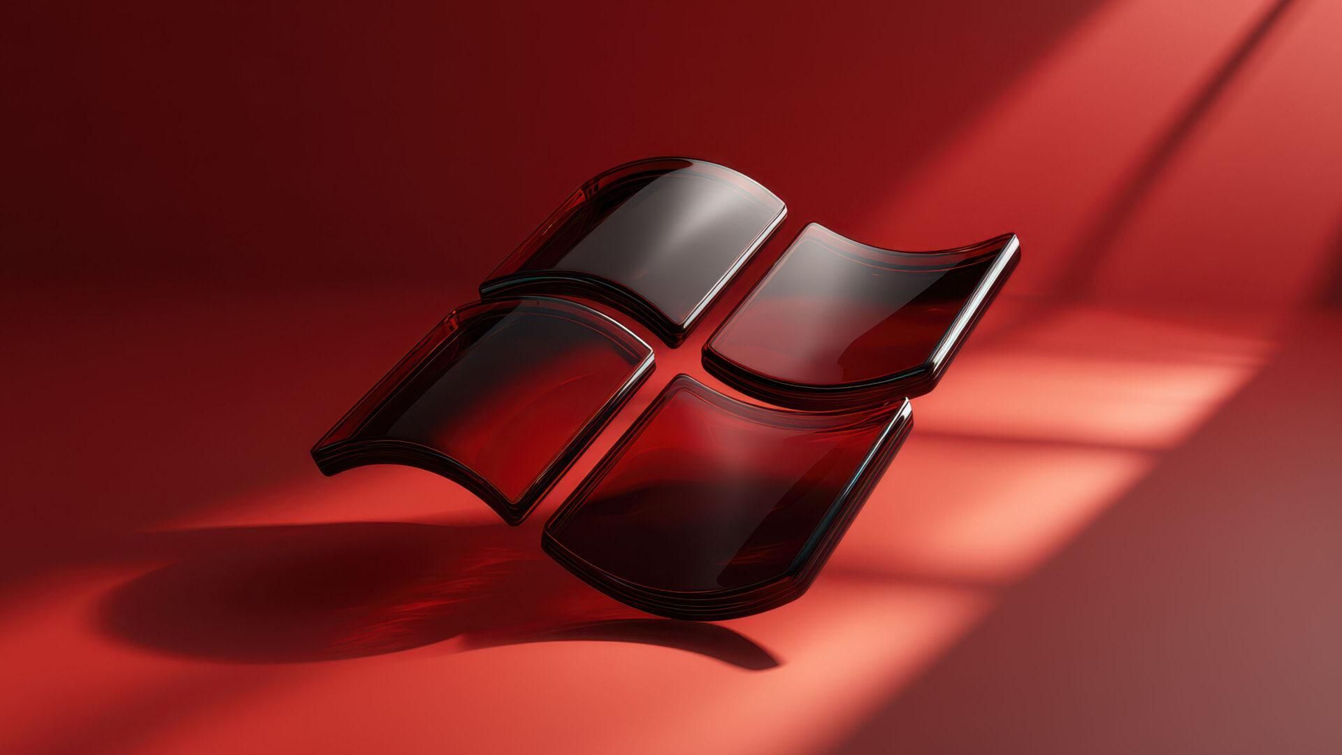 1920x1080 Windows 11 Red Glass Logo Abstract [1920x1080]