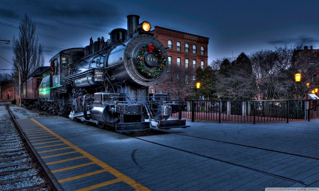 1280x768 Christmas City locomotive Railway ❤ 4K HD Desktop Wallpaper