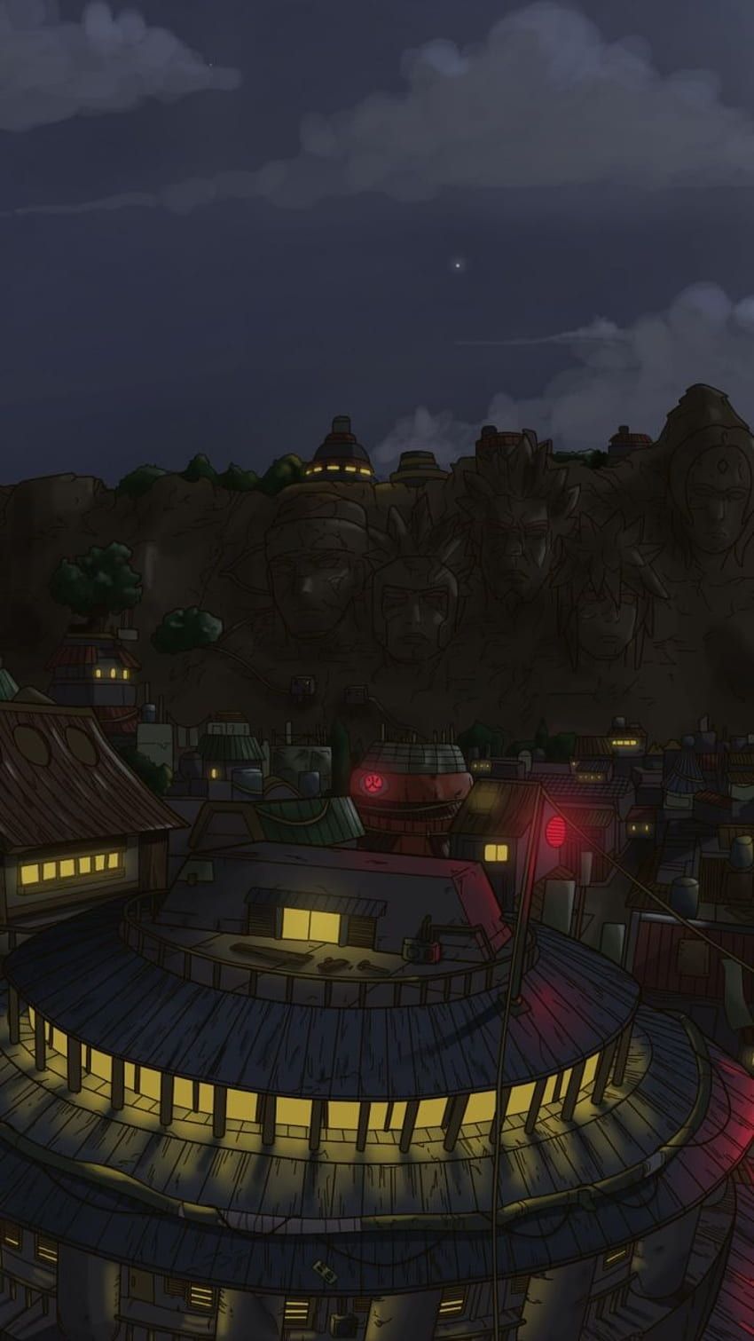 850x1511 Naruto Landscape, Konoha HD phone wallpaper