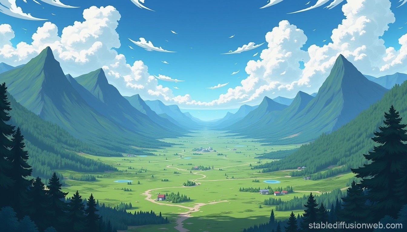 1344x768 Landscape Background Inspired by Naruto's Konoha. Stable Diffusion Online