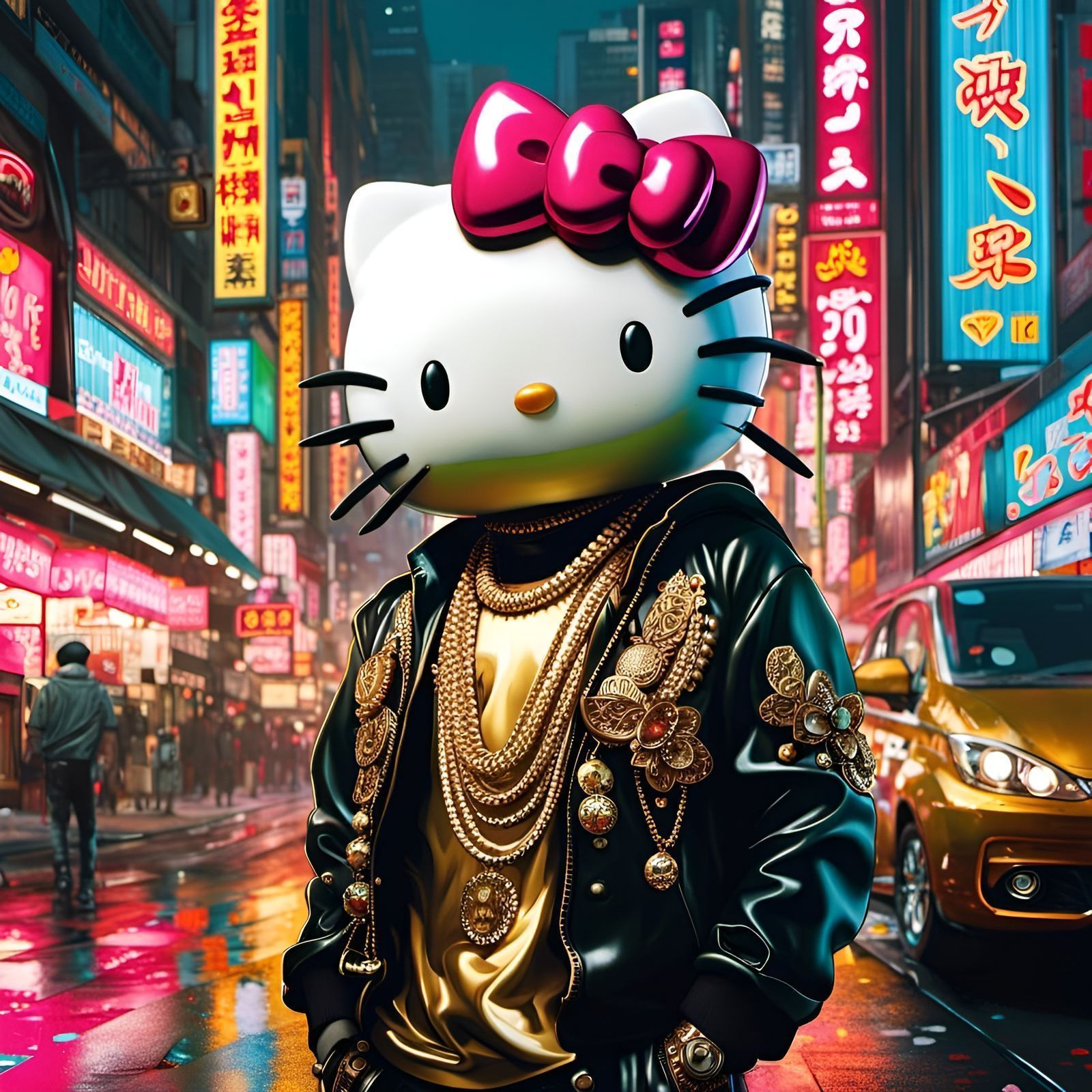 1600x1600 Gangsta Kitty Kitty Gangster Portrait In Mixed Medi
