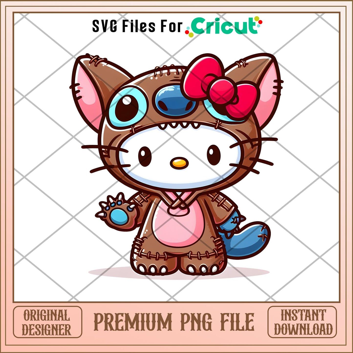 1445x1445 Hello Kitty Stitch brown png, Disney characters png, Digital Download