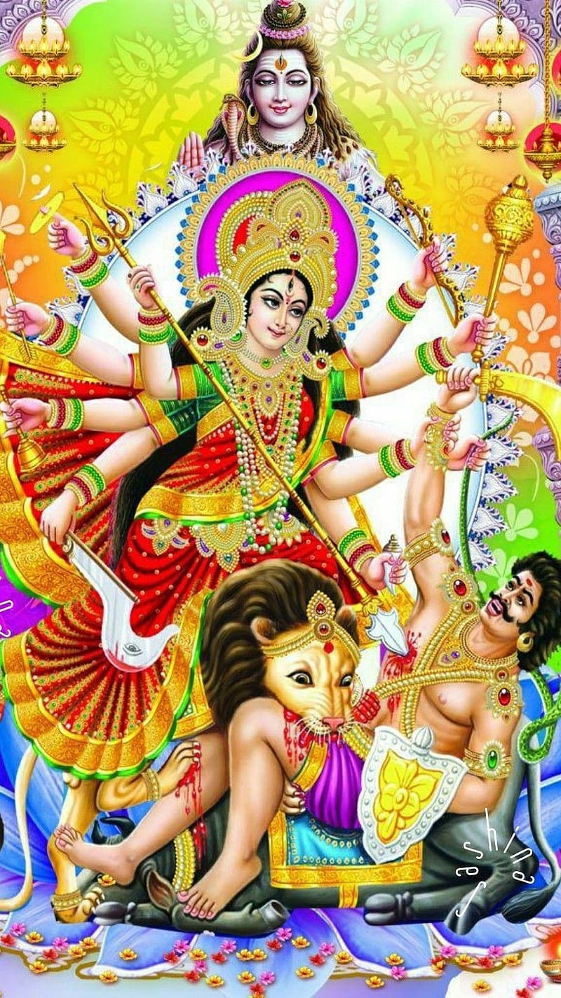800x1422 Durga Maa Ji Shankar Bhagwan Ke saath, durga maa, bhakti, HD phone wallpaper