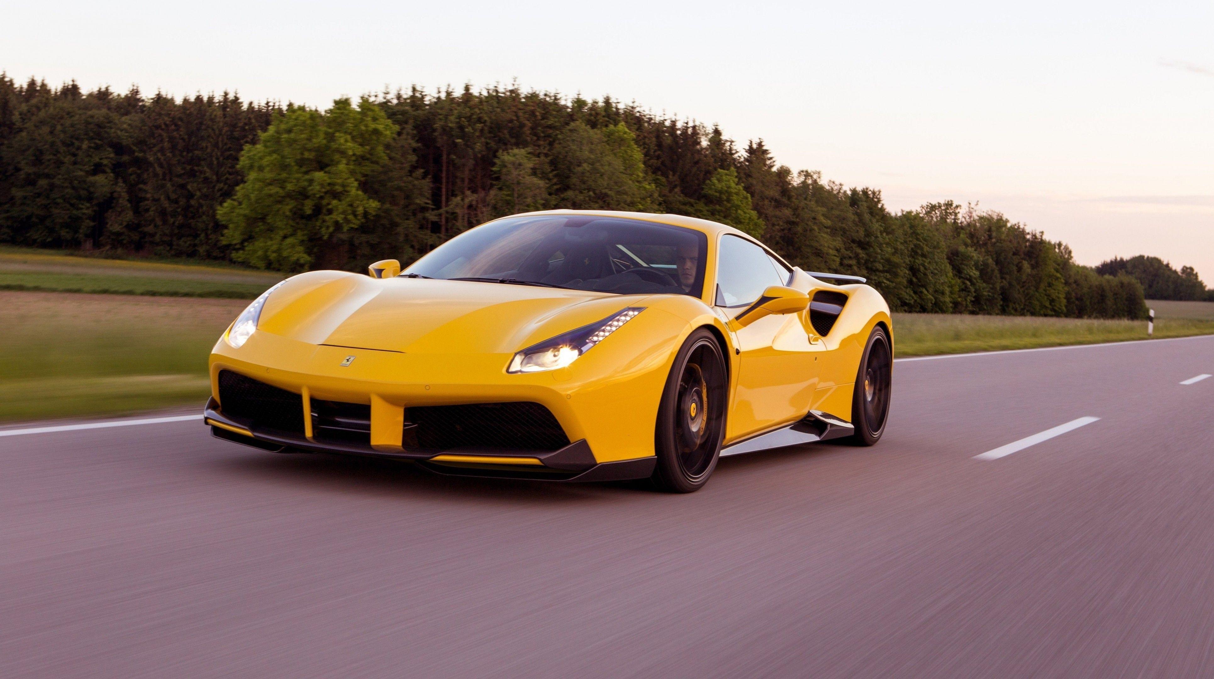 3860x2160 Download 3860x2160 Ferrari 488 Gtb, Yellow, Road, Front View, Cars