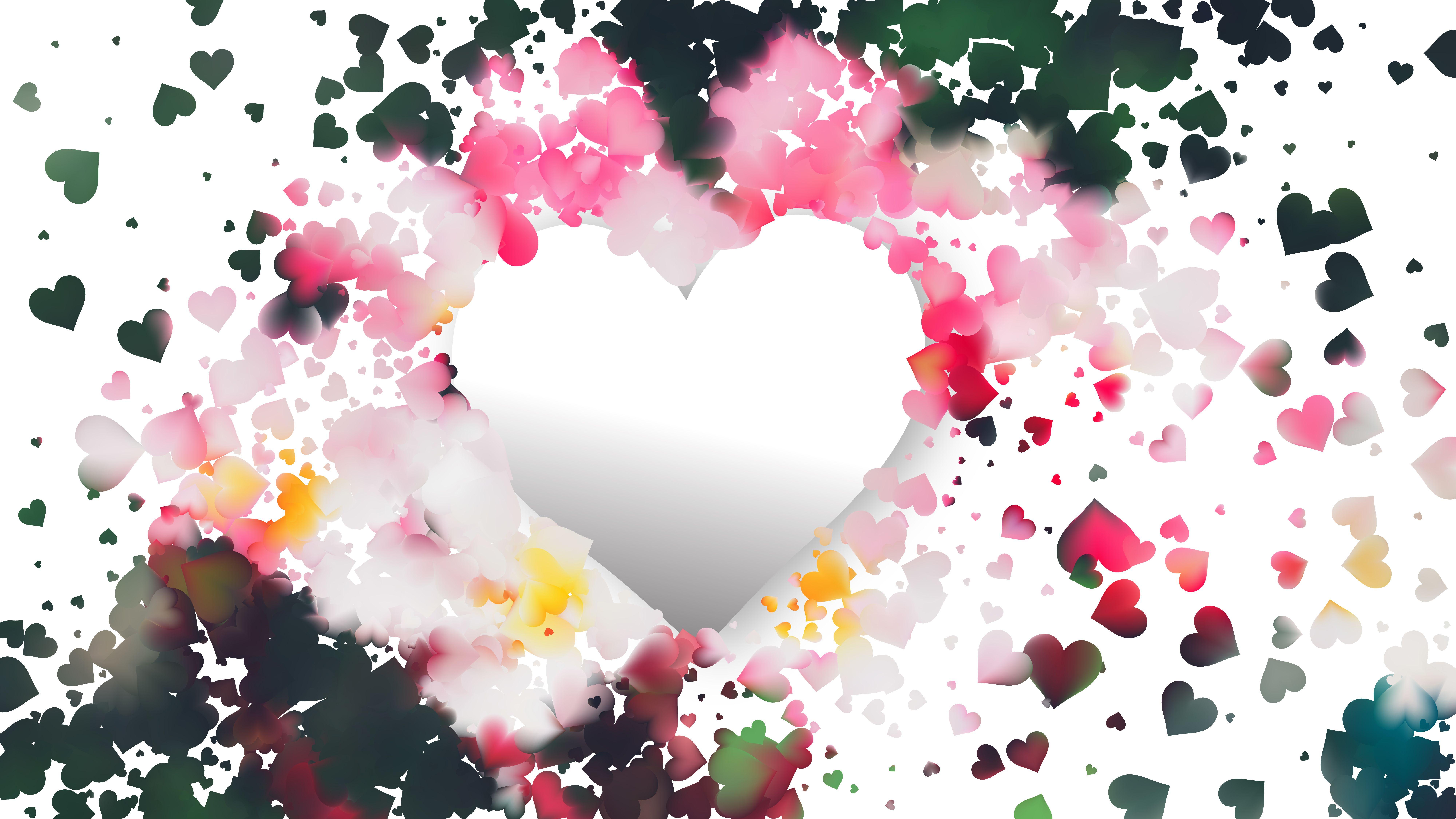 8000x4500 Pink and Green Heart Wallpaper Background Vector Art