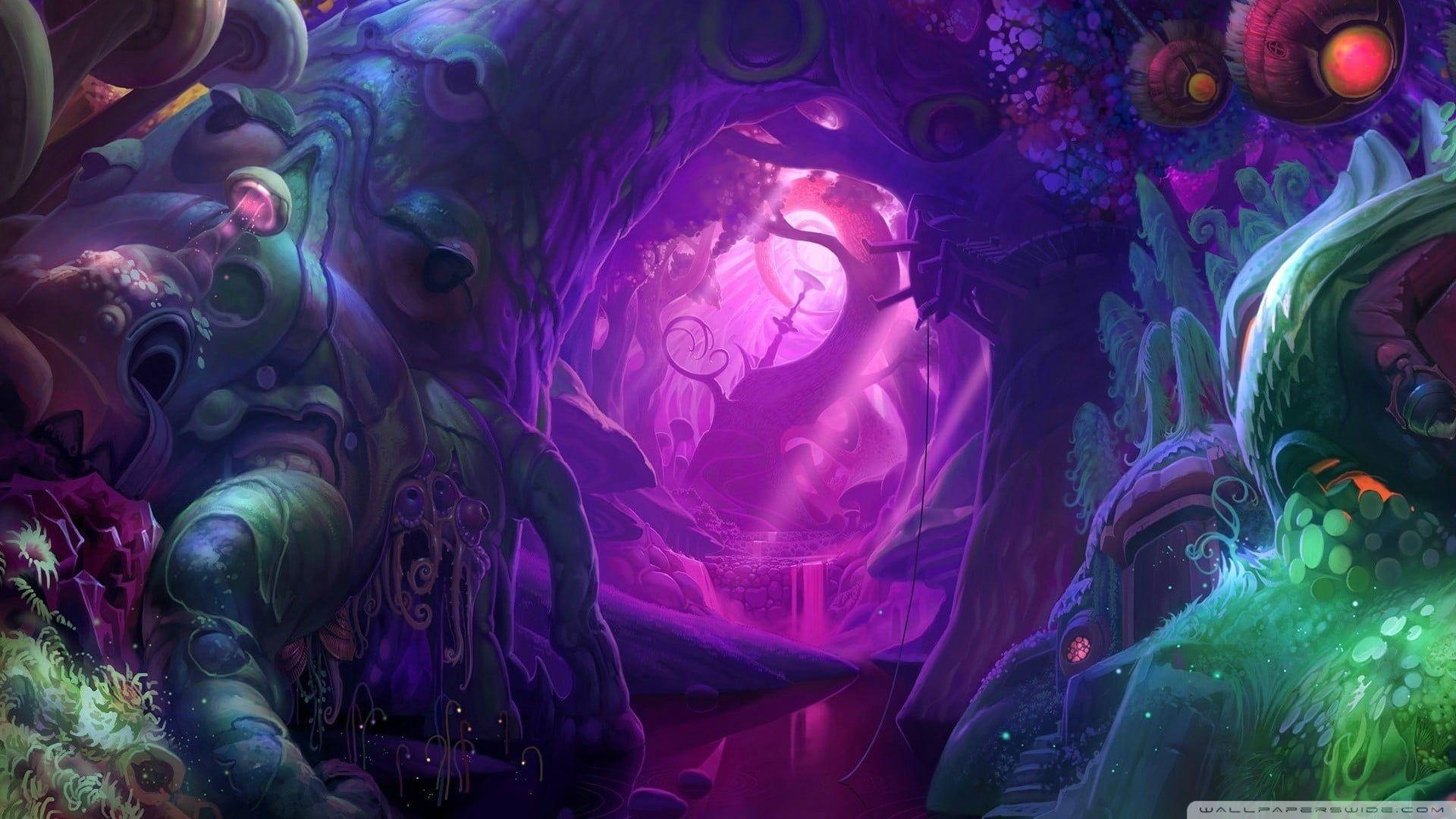 1920x1080 Purple and green digital wallpaper HD wallpaper