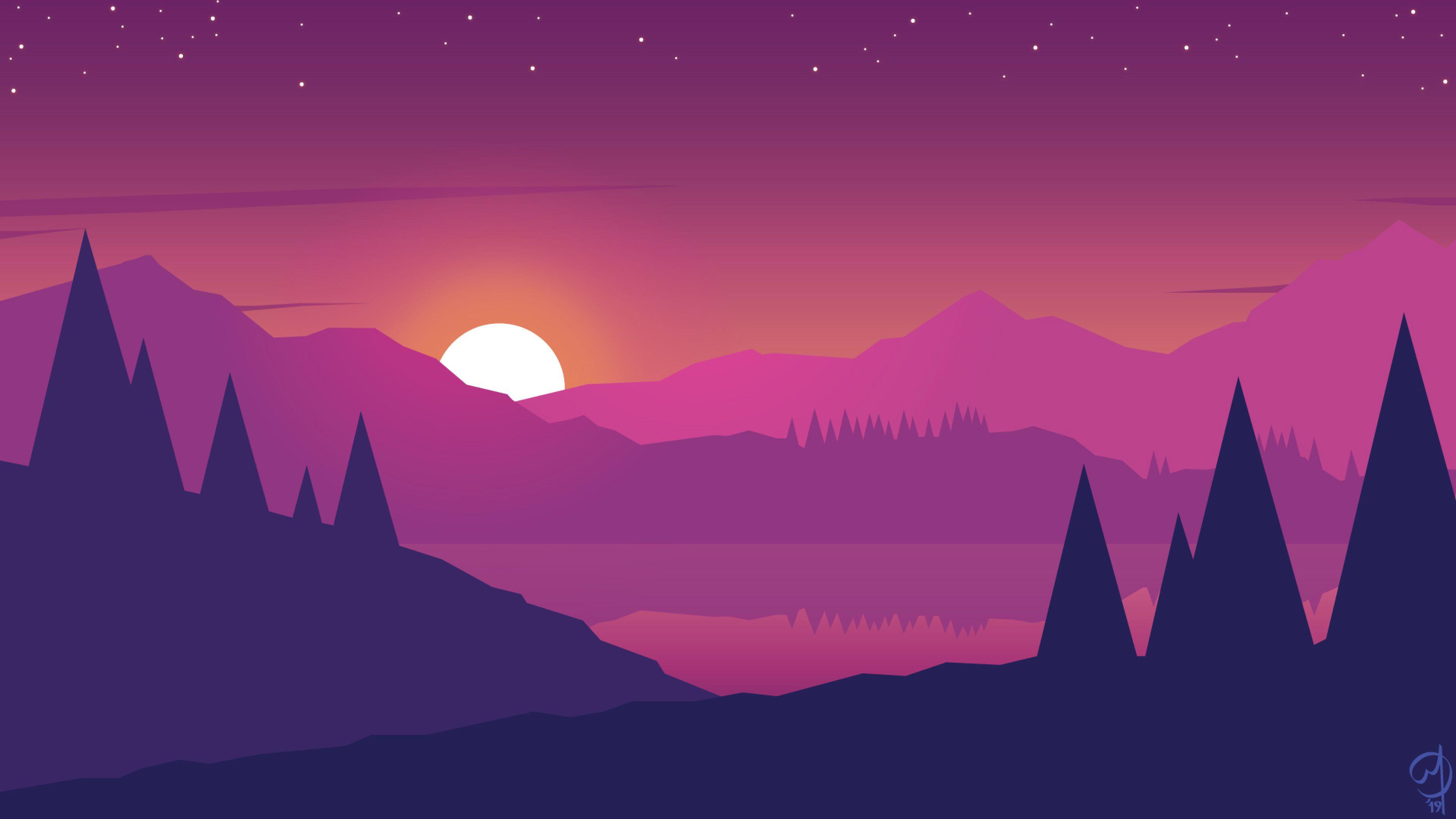 3840x2160 Minimalist Mountains Landscape Scenery 4k HD 4k