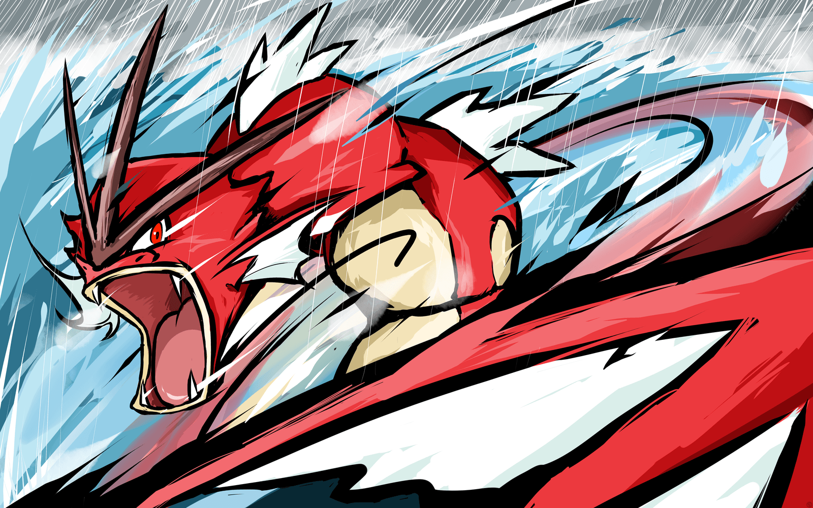 1600x1000 Wallpaper Shiny Mega Gyarados Aqua Tail By Ishmam On With Pokemon