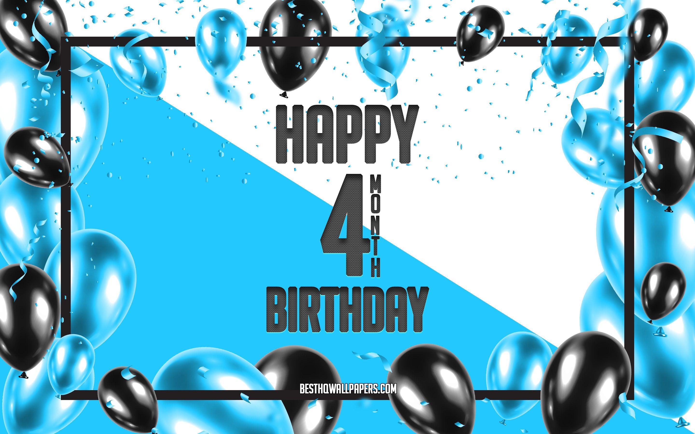 2880x1800 Download wallpaper Happy 4 Month Birthday, Birthday Balloons